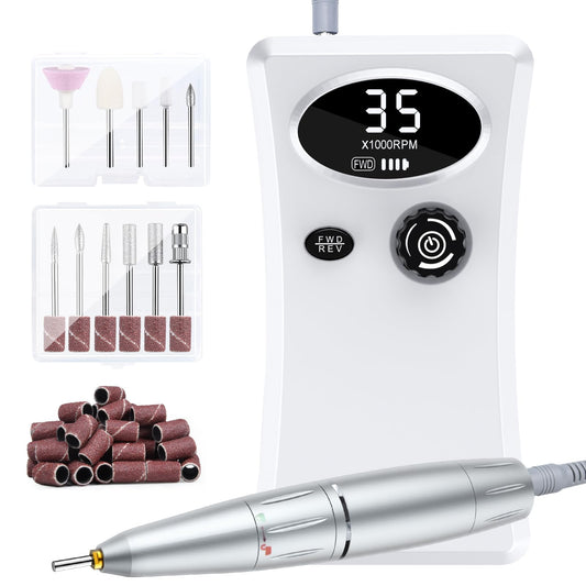 Cadrim 35000 RPM Portable Nail Drill, Electric Nail File, Cordless, Rechargeable, Professional Efile Nail Drill Machine Set for Acrylic Nails, Polishing, Manicure Pedicure Tool