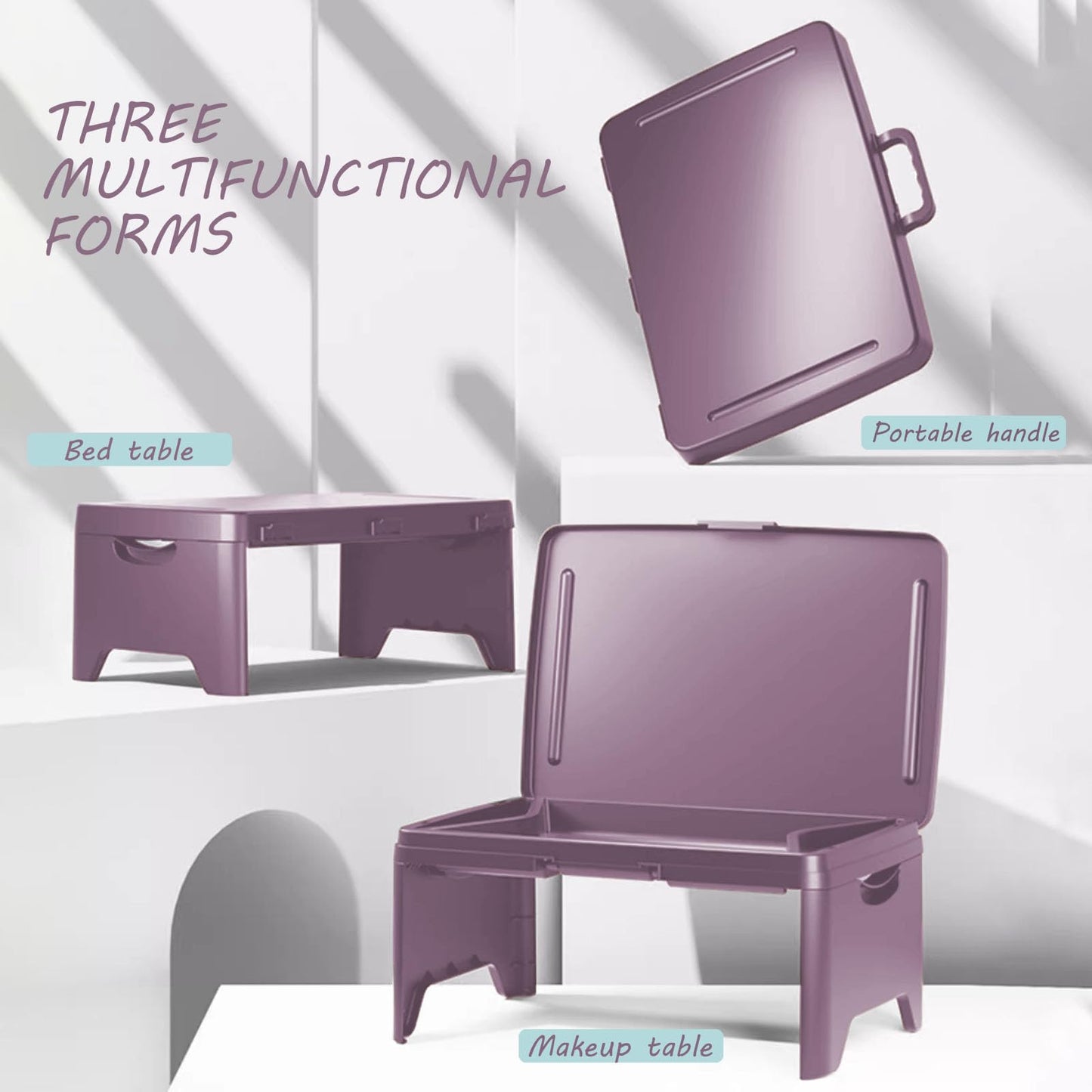 Tlingsd Folding Lap Desk for Bed with Compartments Storage Pocket,Color Foldable Laptop Table for Children's Activities,Bed Desk,Laptop Desk, Breakfast Table, Bed Table, Serving Tray (Purple)