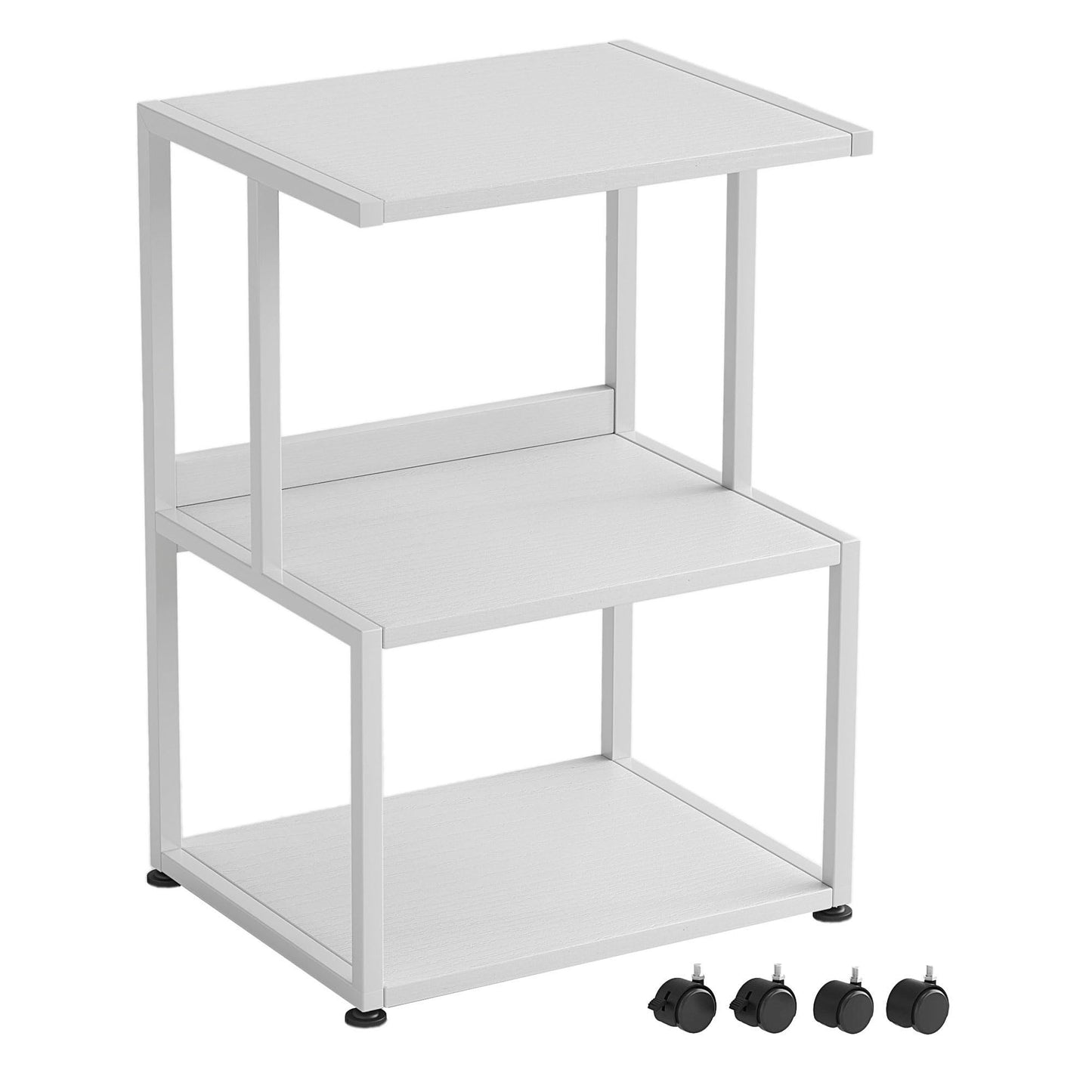 Vermess Printer Stand, Large 3 Tier Printer Table with Wheels, Industrial Printer Storage Cart, Rolling Printer Cart with Storage Shelf for Printer Scanner Fax Home Office Use, White