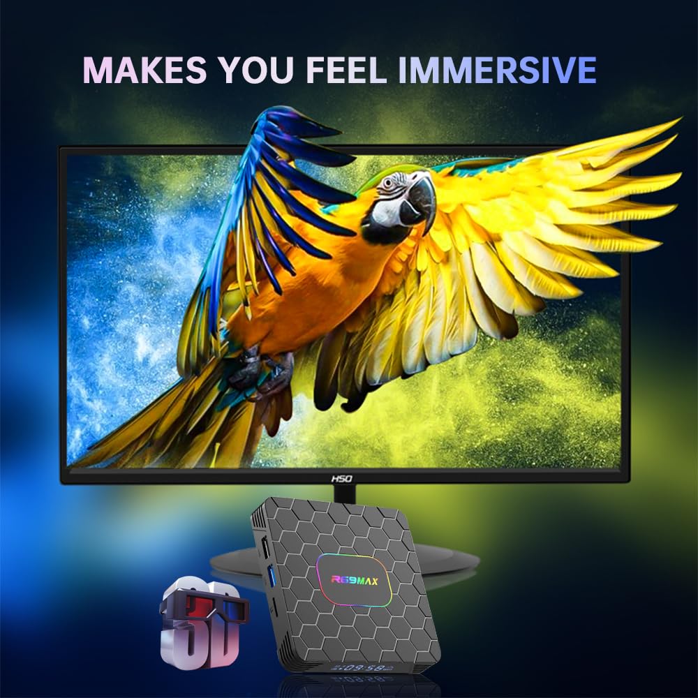 Android TV Box,2025 Android 14 TV Box with 4K 8K HDR10 Wi-Fi 6 4GB RAM 64GB ROM Quad Core ARM Cortex-A53 Chip, Android Box 14.0 2.4G/5G Wi-Fi Ethernet Bluetooth5.0 H.265 3D 4K Smart Box