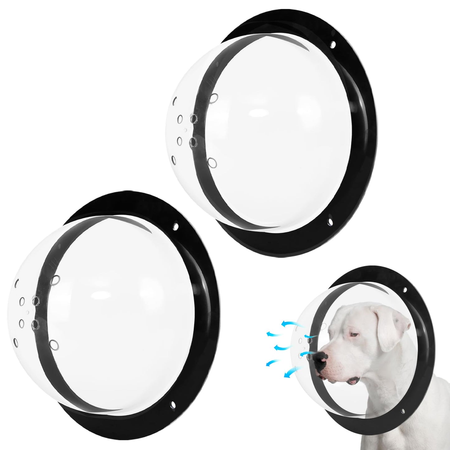 CAWUWE 2 Pack Dog Fence Window with Air Holes Clear Pet Bubble View Dome Door Peek Small Round Window for Doggie/Cat/Horse Outside Playground Garden Diameter 12.44 Inch Deep 4.92 Inch