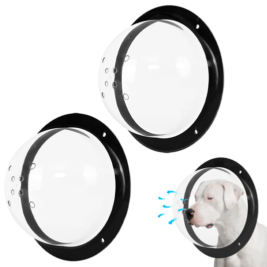 CAWUWE 2 Pack Dog Fence Window with Air Holes Clear Pet Bubble View Dome Door Peek Small Round Window for Doggie/Cat/Horse Outside Playground Garden Diameter 12.44 Inch Deep 4.92 Inch