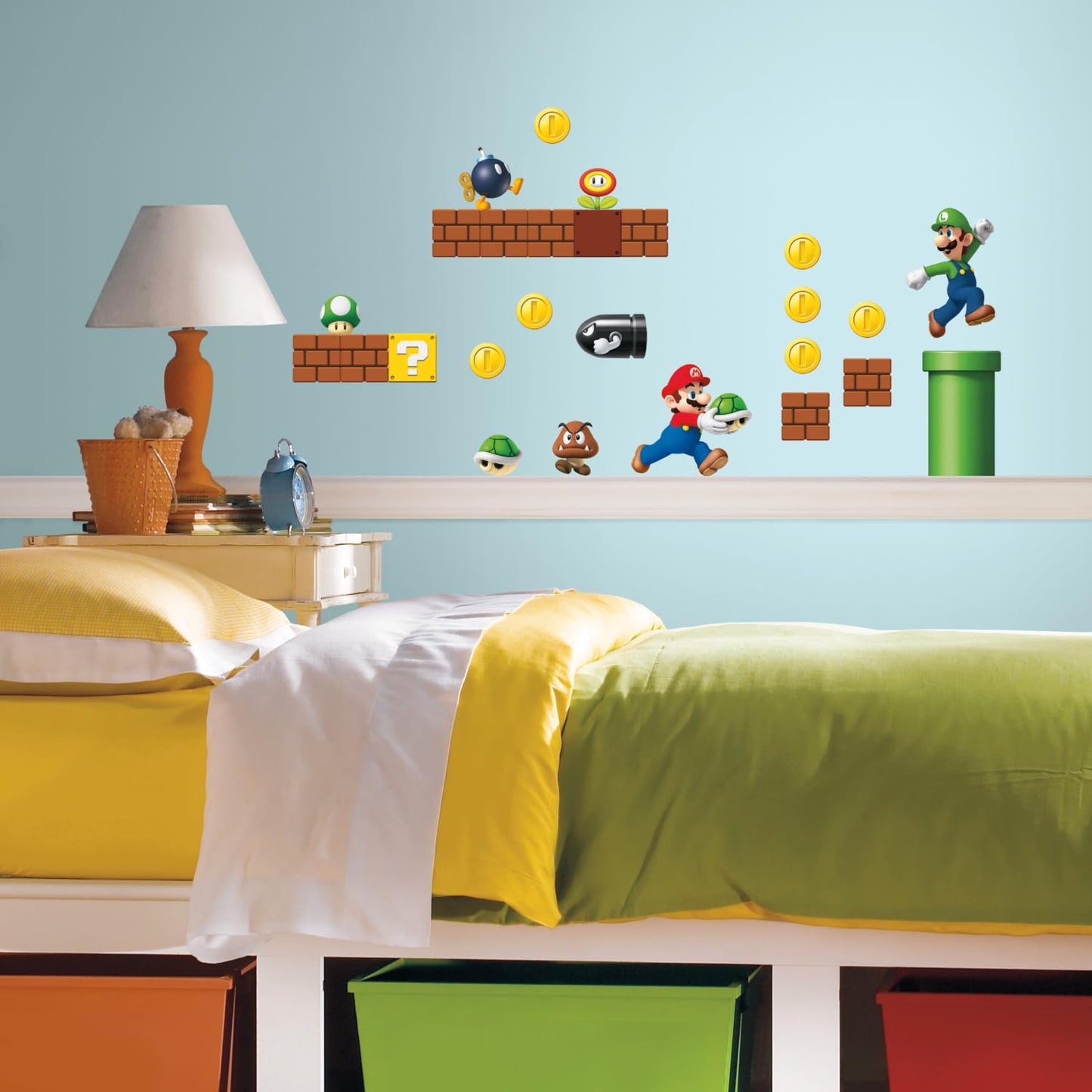RoomMates RMK2351SCS Nintendo Super Mario Build a Scene Peel and Stick Wall Decal, 45 Count
