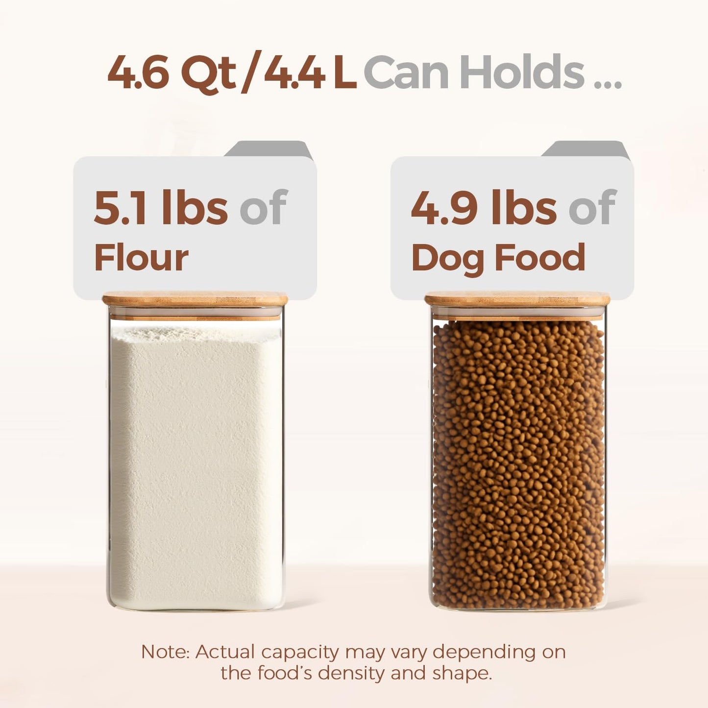 ComSaf 1.2 Gallon Wide Mouth Flour Sugar Storage Containers 2 Pcs, 156 oz Glass Storage Containers with Lids, Large Pantry Glass Jar with Lid, Big Jars for Rice, Flour, Sugar, Cereal, Cookie, Coffee
