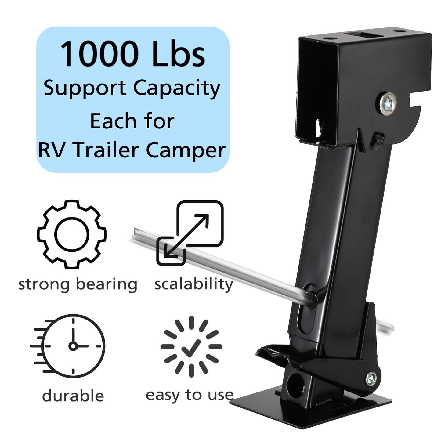 Yesland 2 Pack Trailer Stabilizer Jacks, Telescoping RV Camper Accessories with Adjustment Jack Rod Handle for Travel 450kg(1000 Lbs) Capacity Each, 11.4"-18"