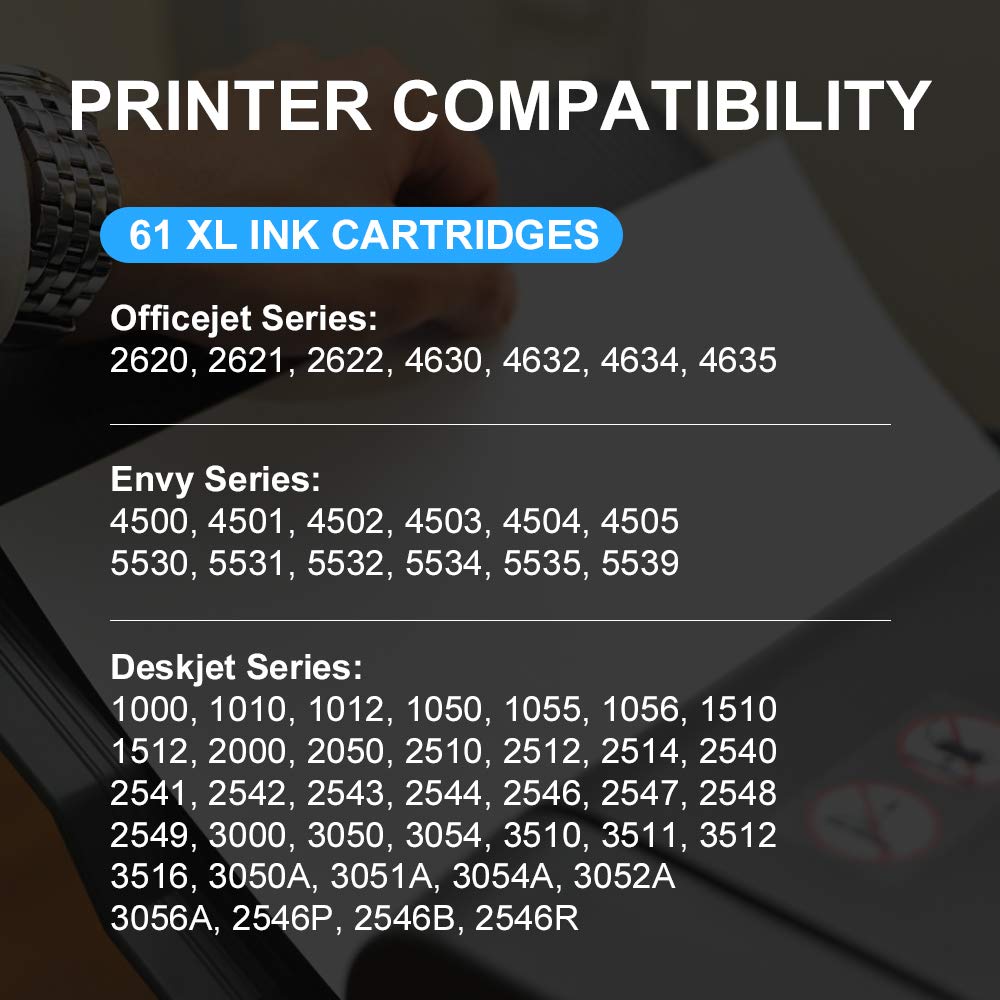 FACMS Remanufactured 61 XL Ink Cartridges Replacement for HP 61XL 61 XL Ink Cartridges Combo to use with Envy 4500 5530 5535 Deskjet 2540 1010 Officejet 4632 4634,(1 Black,1 Tri-Color, 2 Pack)