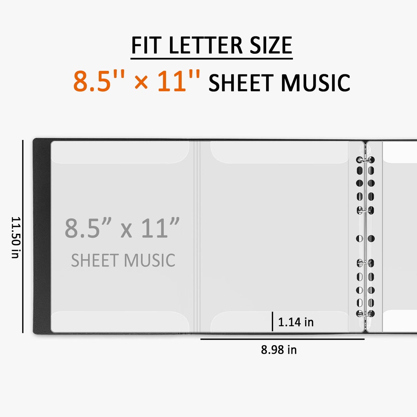 Music Folder, 8.5 x 11 Letter Size Music Binder, 4 Page Expand, 52 Pockets, Writable Choir Folder, Black