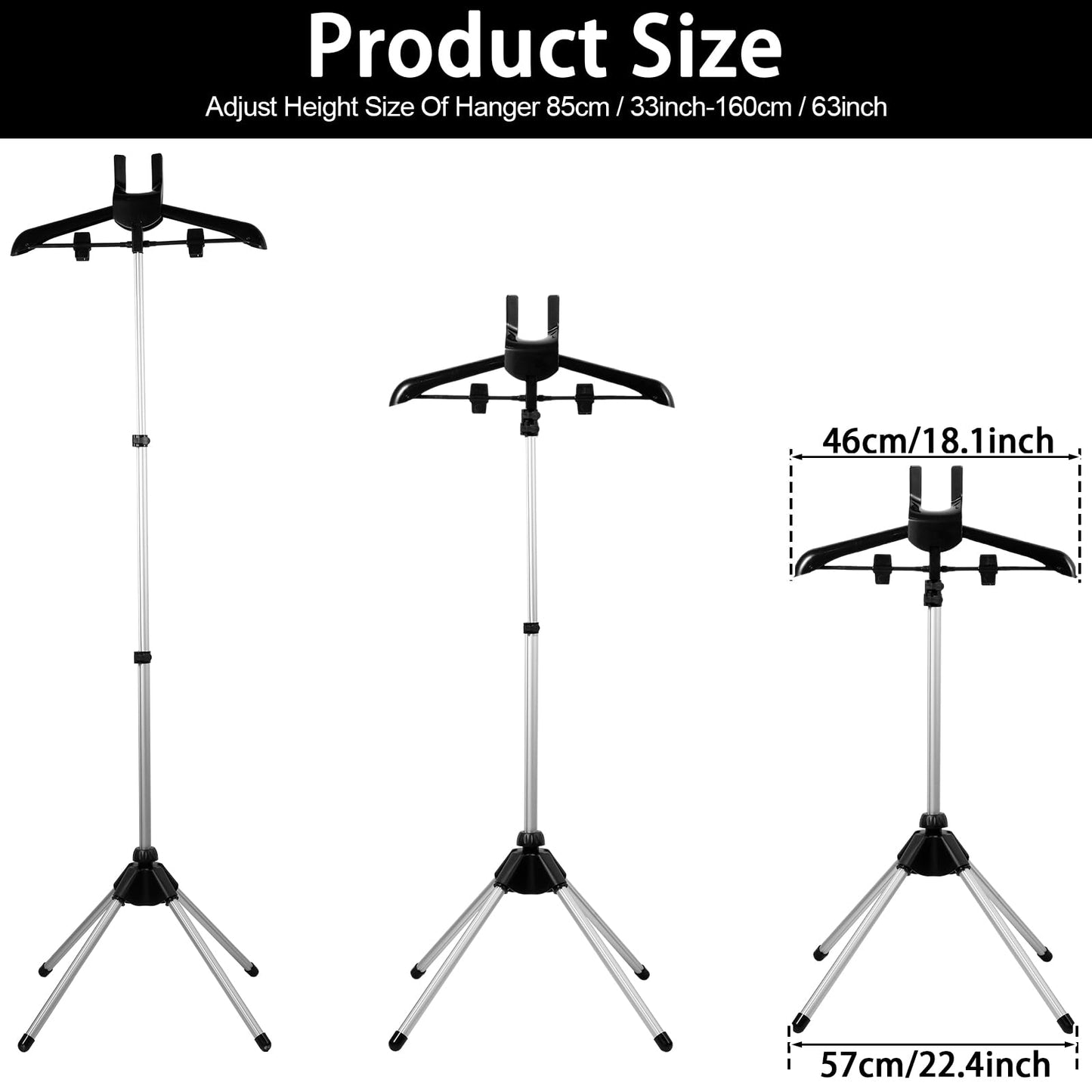 Handheld Garment Steamer Rack, Garment Hanger for Steaming Clothes Stand, Telescopic Garment Steamer Rack, Height Adjustable, Foldable Standing Garment Hanger for Steaming Clothes (black)
