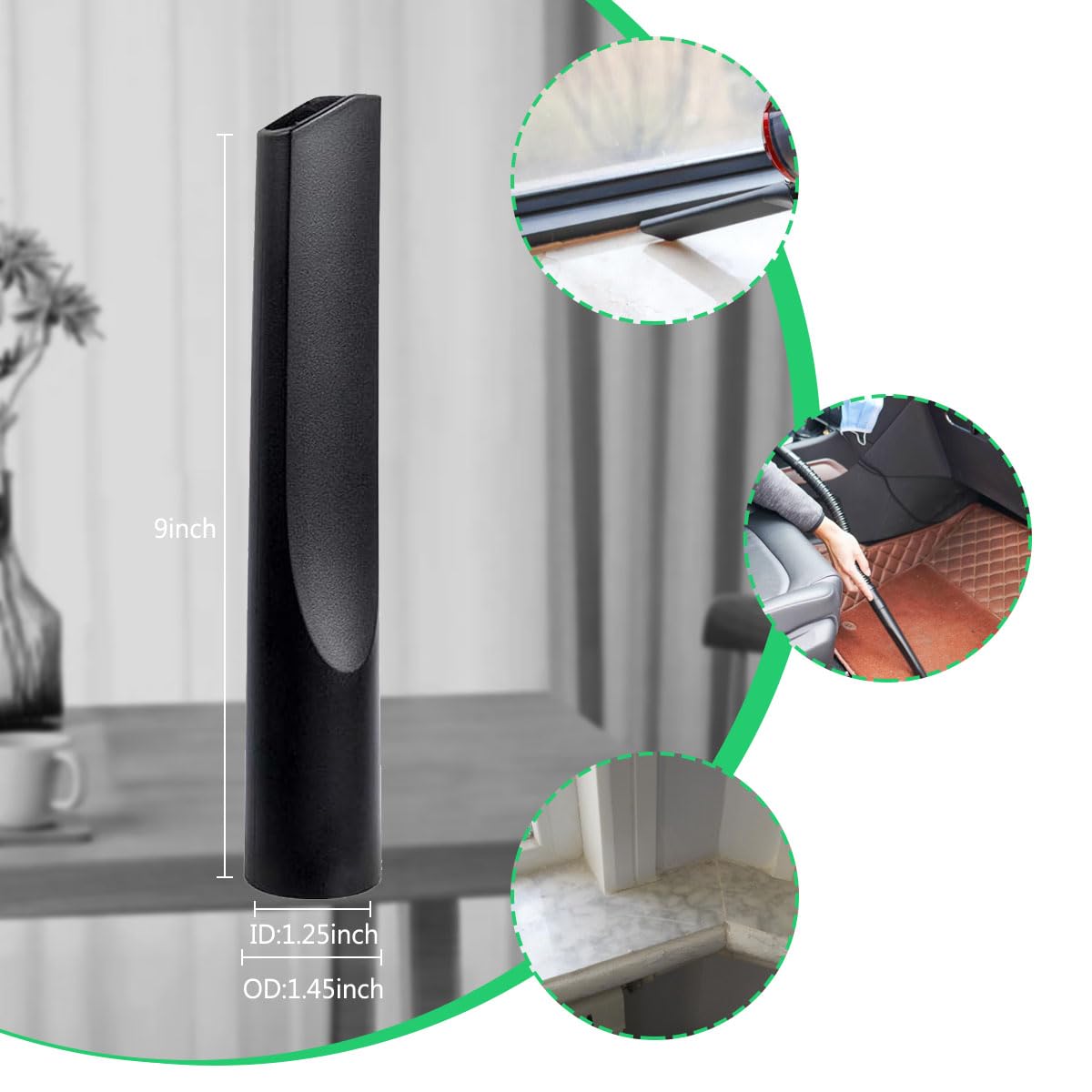 ECOMAID 10 Pack Vacuum Attachments for Shop Vac Accessories, Including Hardwood Floor Brush, Crevice Tool, Extension Wands & Adapters for 1" to 2" Vacuum Hoses