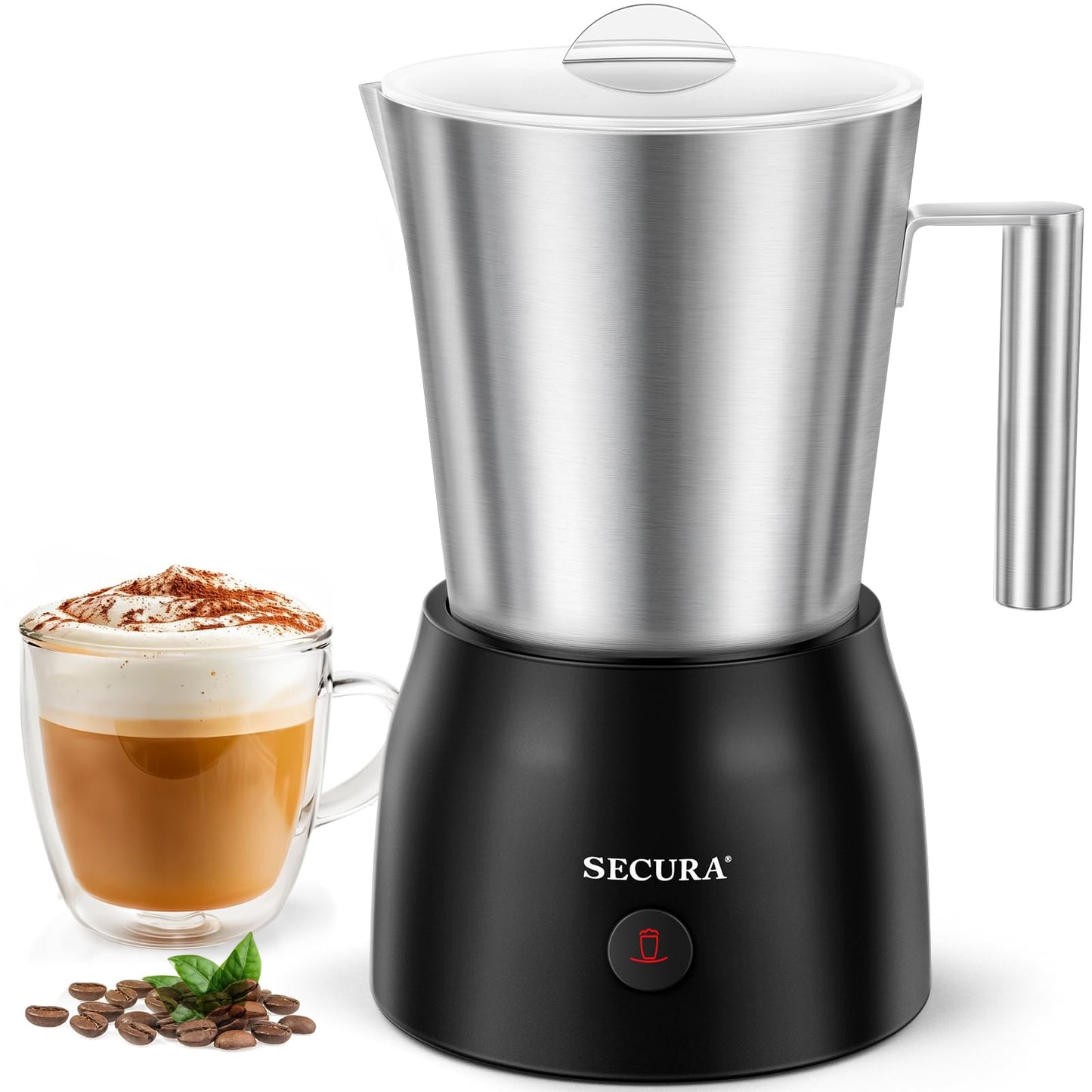 Secura Detachable Milk Frother, 17oz Electric Milk Steamer Stainless Steel, Automatic Hot/Cold Foam and Hot Chocolate Maker with Dishwasher Safe, 8.45 oz, 120V
