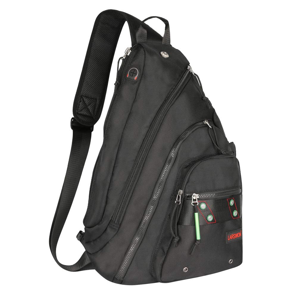 Larswon Sling Backpack, Sling Bag Laptop, Crossbody Bag Men, Shoulder Bags Black