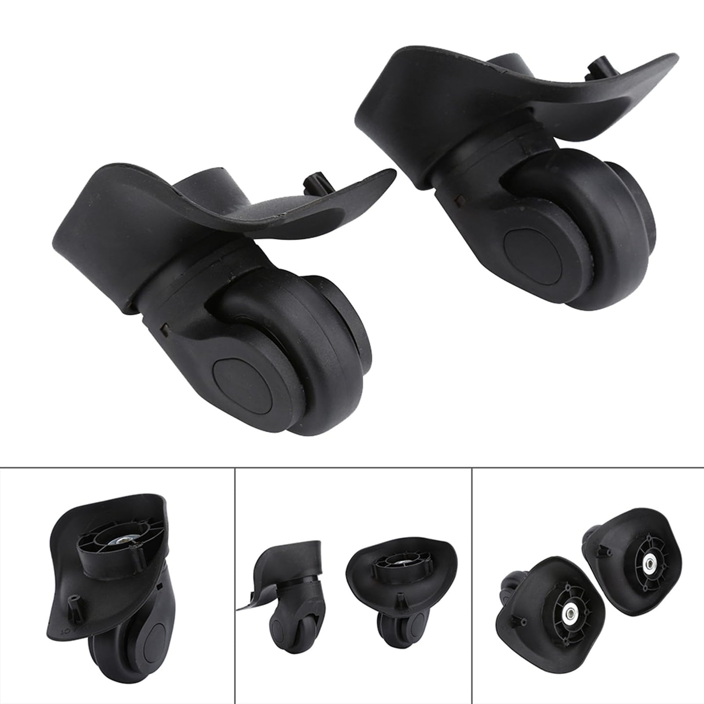 Luggage Wheels Replacement, 2 Pcs Luggage Mute Wheel, Black Plastic Suitcase Luggage Swivel Caster Wheels Replacement Rotatable 360 Degree