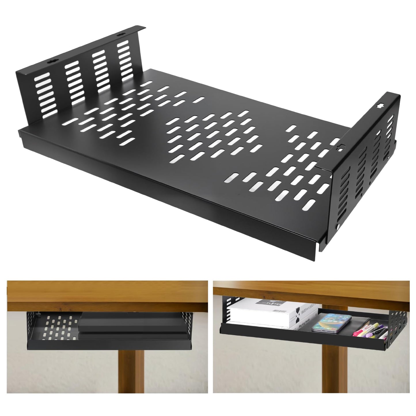 Freejia Adjustable Under Desk PC Mount for Small Form Factor SFF Computers and PCs, Product Using Space 17.3" x H 6" x D 12", Compatiblet with PlayStation 4, PS4 Slim, PS4 Pro for Under Desk Gaming