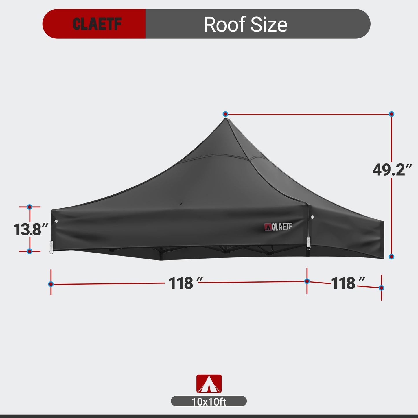 CLAETF 10x10 Canopy Replacement Top for Pop Up Canopy Tent - 4 Drainage Holes，10x10ft Canopy top Suitable for Most of The Standard Canopy(top only, Black)