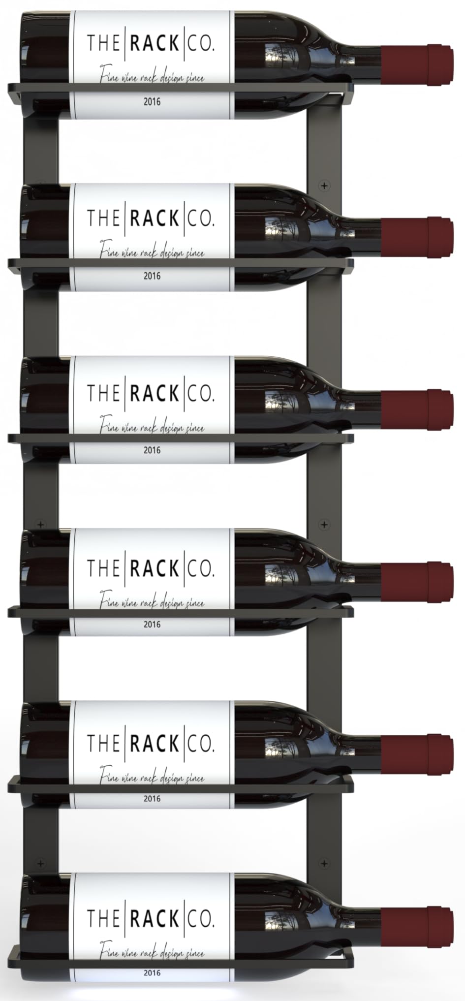 The Rack Co. Wall Series - Double Frame Wall Mount Wine Bottle Rack (6 Bottles) + Free Wine Bottle Opener Corkscrew