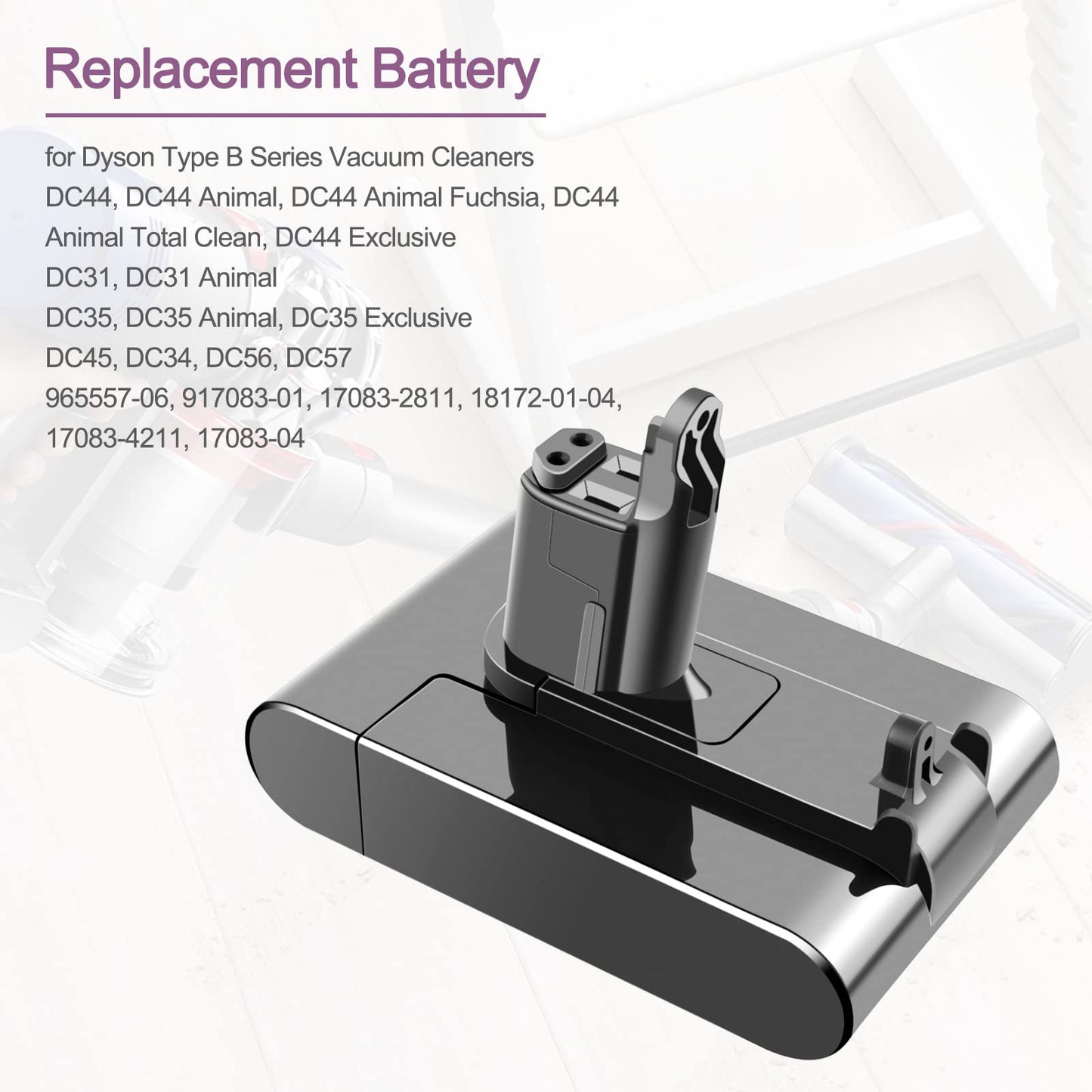 ADVTRONICS 22.2V 4000mAh Type B Replacement Battery Compatible with DC31 DC35 DC34 DC44 DC45 Handhold Vacuum Cleaner (Only Fit for Type B)