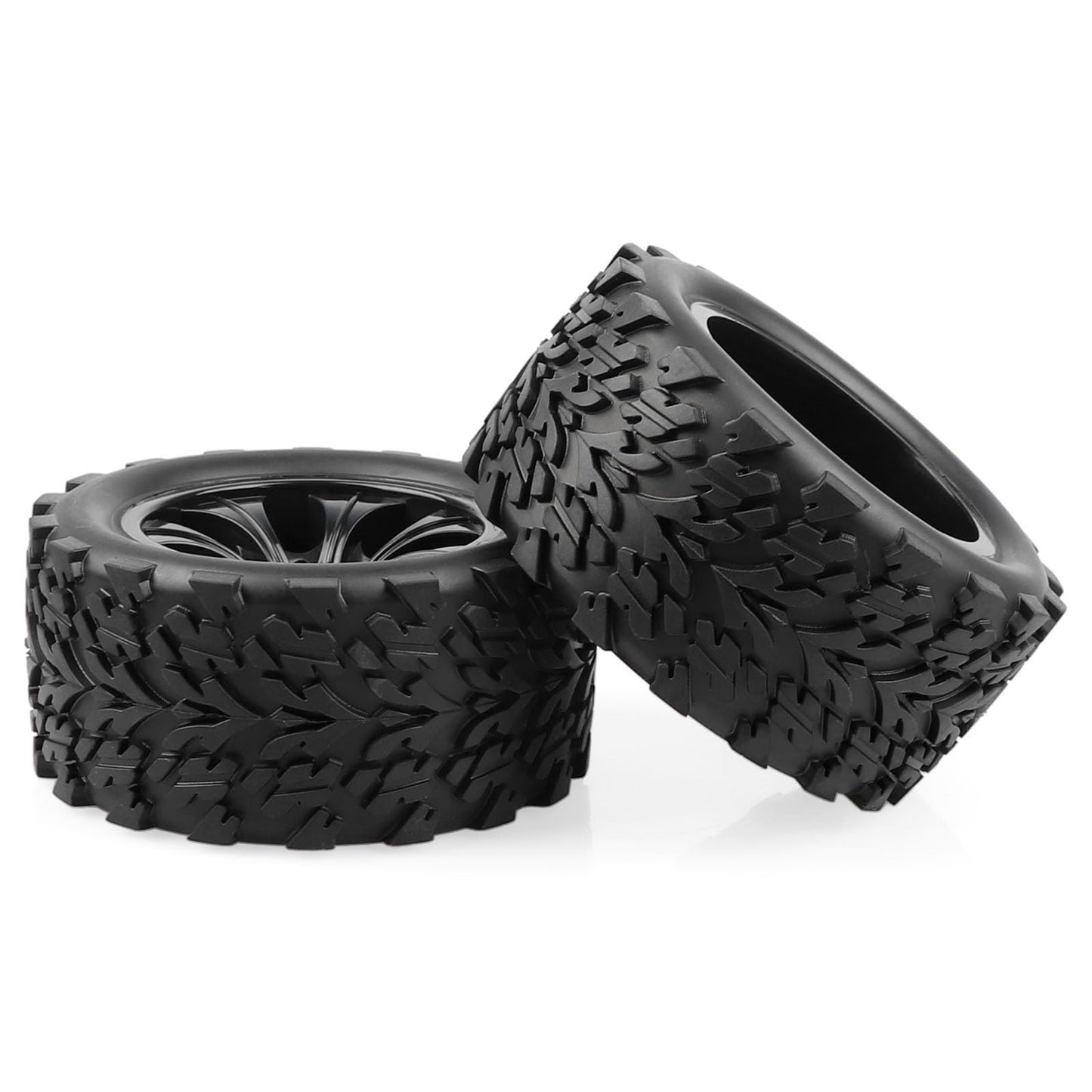 Acekeeps 4P 1/10 RC Monster Truck Tires Mounted Solid 12mm Hex Wheels for Traxxas Hoss Stampede Rustler Slash RC Car Black