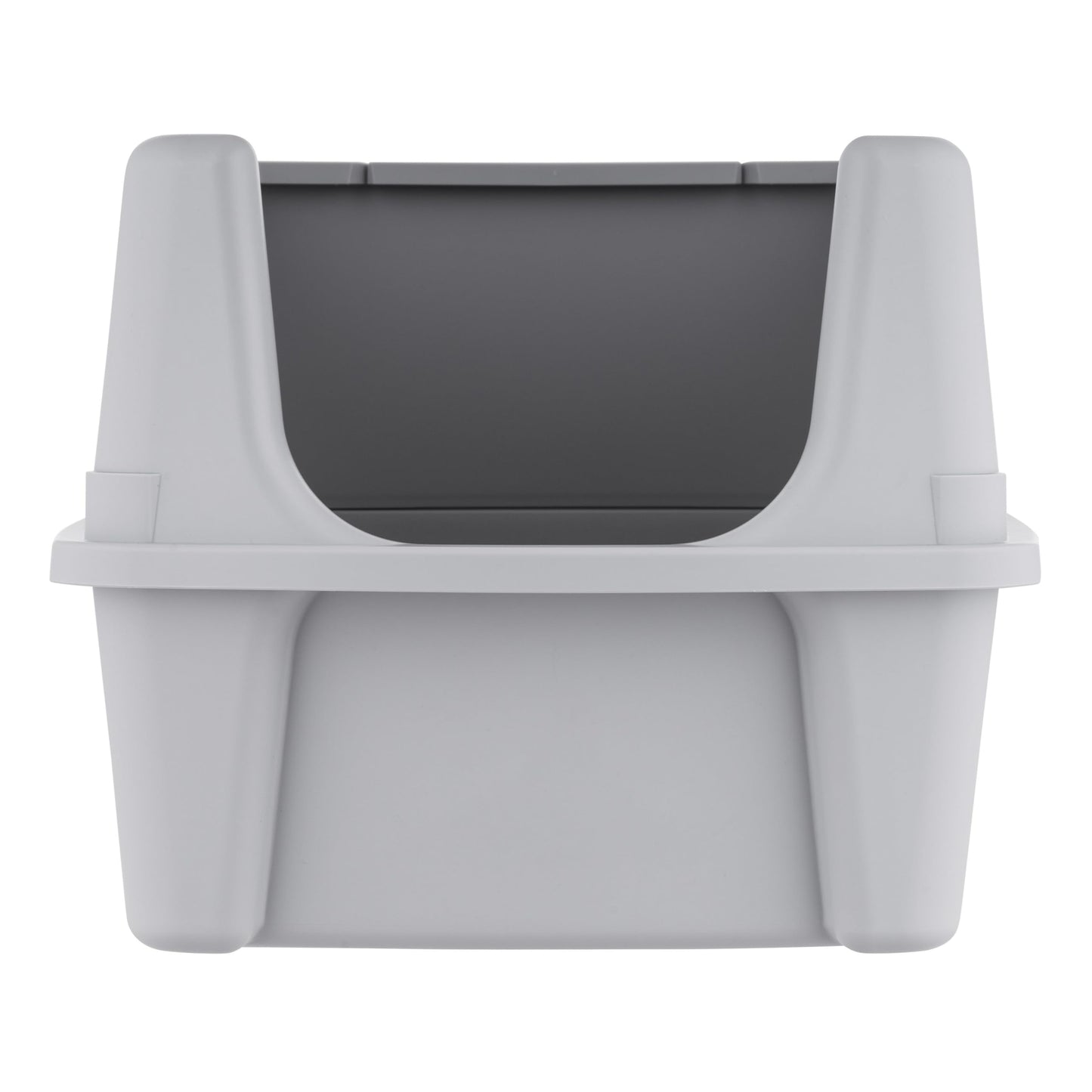 IRIS USA Large Cat Litter Box with Scatter Shield and Scoop, Open Top High Sided Cat Litter Pan, Silver