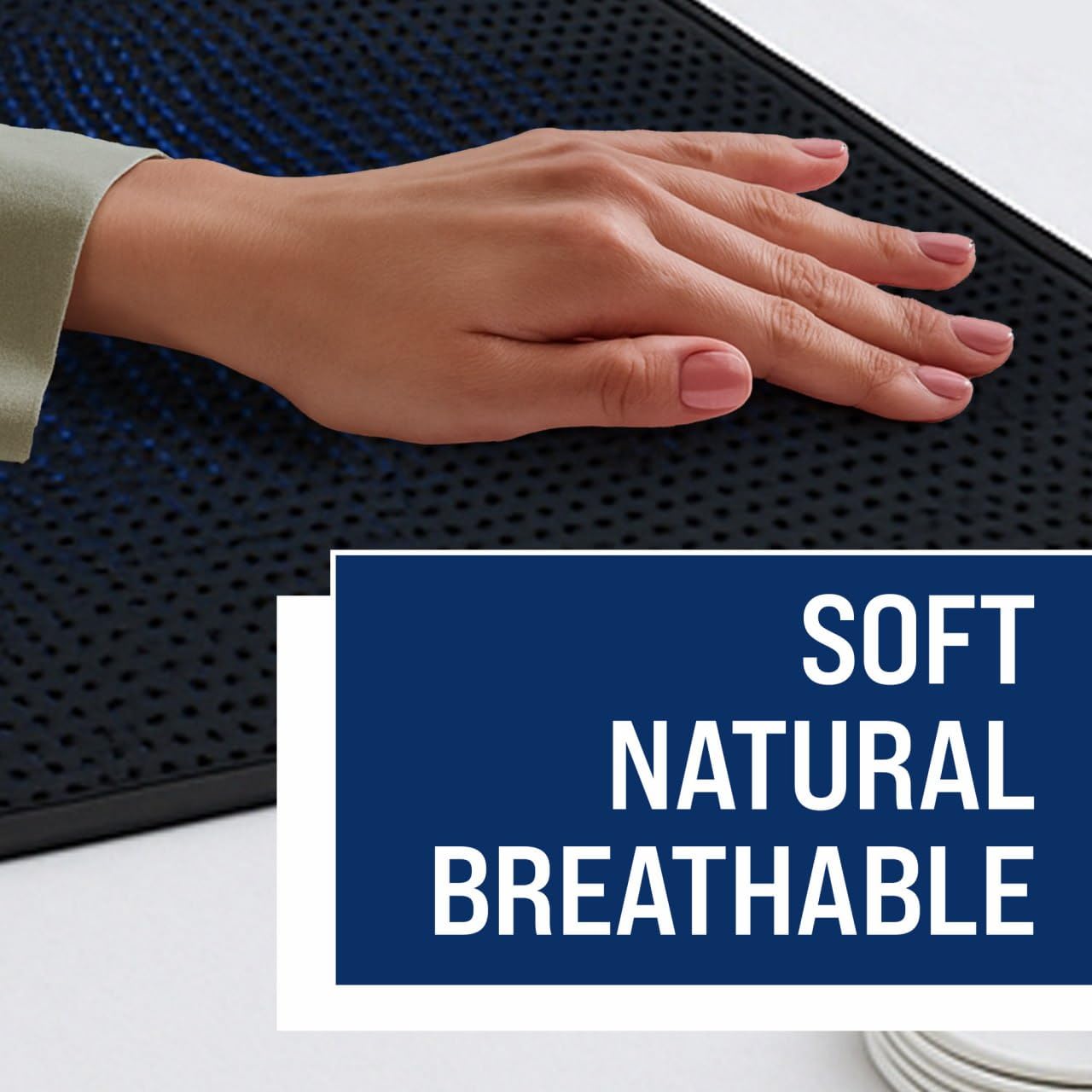 EcoHeal Grounding Mat for Bed – Earthing Tourmaline Sleep Pad, Conductive PU Leather Bed Mat, Non-Slip Bedding Layer, Includes 15ft Cord & Sleep Mask, Queen - 59”x27”, Black