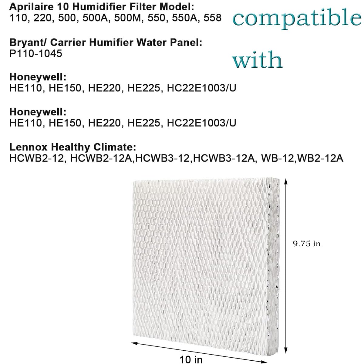 A10 Replacement Water Panel Filter for Aprilaire Whole House Humidifier Pad Filters Models 110, 220, 500, 500A, 500M, 550, 550A, 558 Humidifier Replacement Wicks Filter,Furnace Humidifier Filter