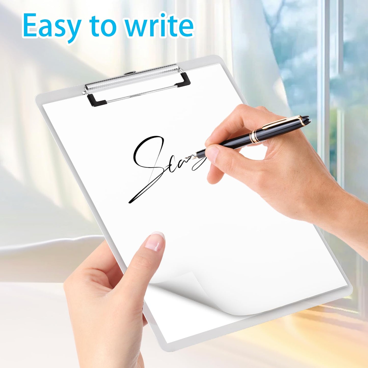 EATHEATY 12 Pack Plastic Clipboards 12.6 x 9 inch Transparent Hardboard Office Whiteboard Clipboard with Low Profile Metal Clip, Memo Clipboards for Classroom Office School Supplies