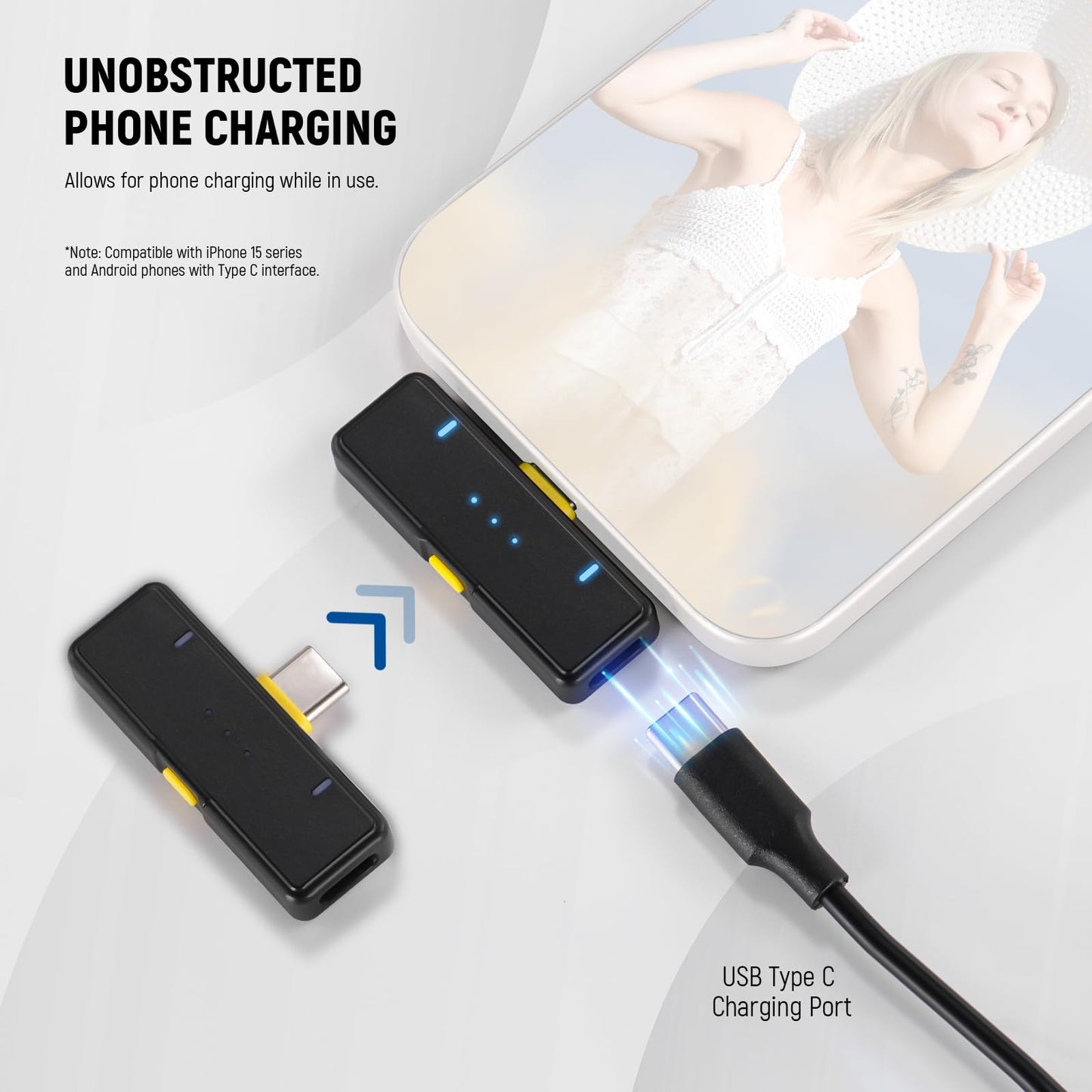 NEEWER Wireless Microphone Set, USB C Phone Lav Mic for iPhone 16 15 Pro Max iPad Android, Noise Cancelling Lapel Lavalier Microphone System, Video Recording Live Stream Podcast, KM15