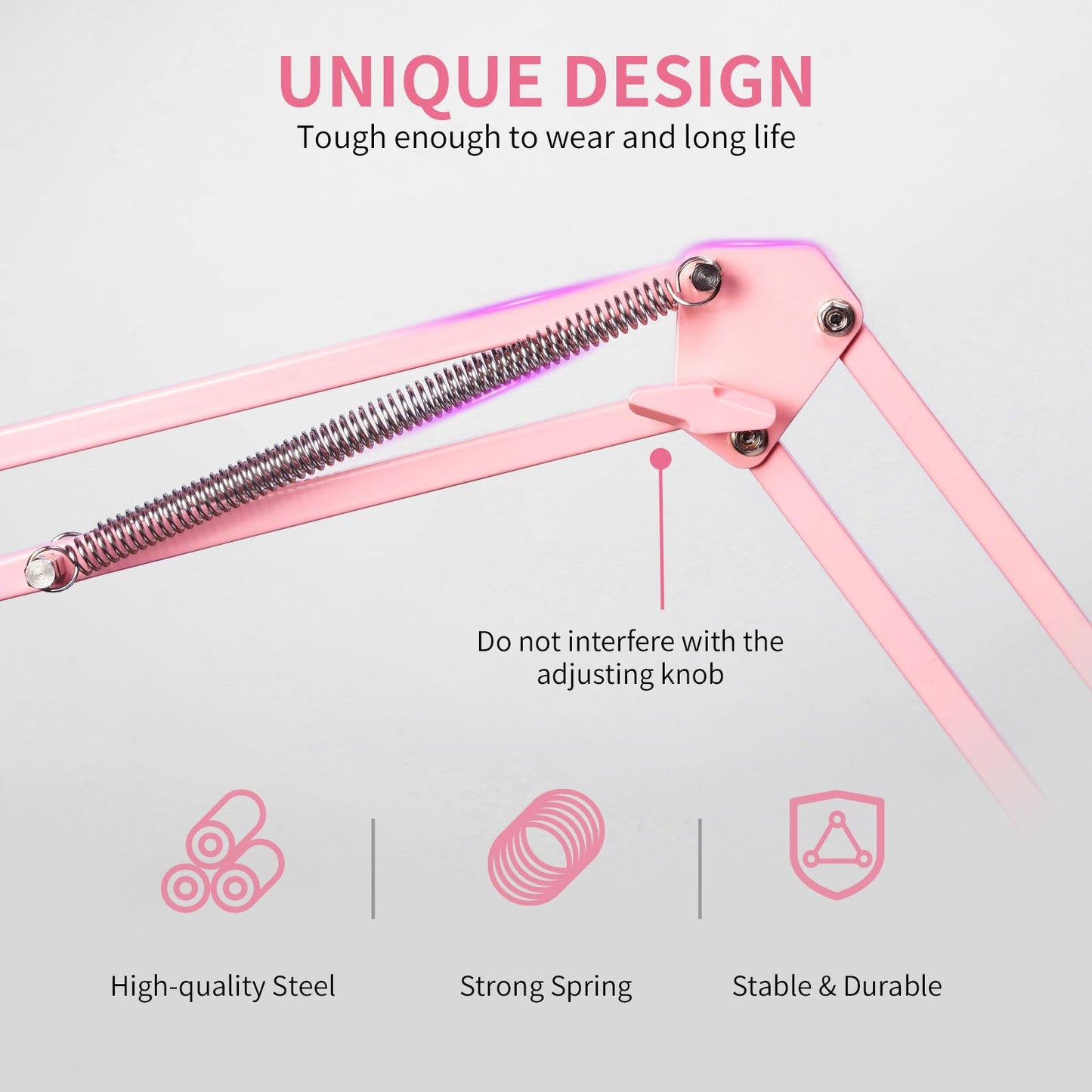 FEELWORLD AMS1 Microphone Boom Arm, Adjustable Mic Arm Stand with 3/8” to 5/8” Screw, Compatible with PM1 and other Mics for Podcast Straming Gaming Studio （Pink)