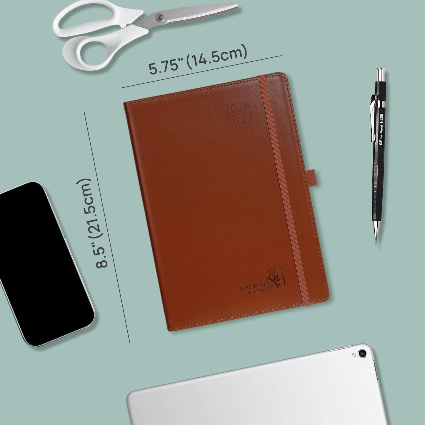 POPRUN Daily Planner 2026-2027 One Page per Day, (A5 Size 5.7" x 8.5") Academic Planner (July 2026 - June 2027) Hourly Appointment Book with Vegan Leather Hardcover, Monthly Tabs & Inner-pocket - Purple