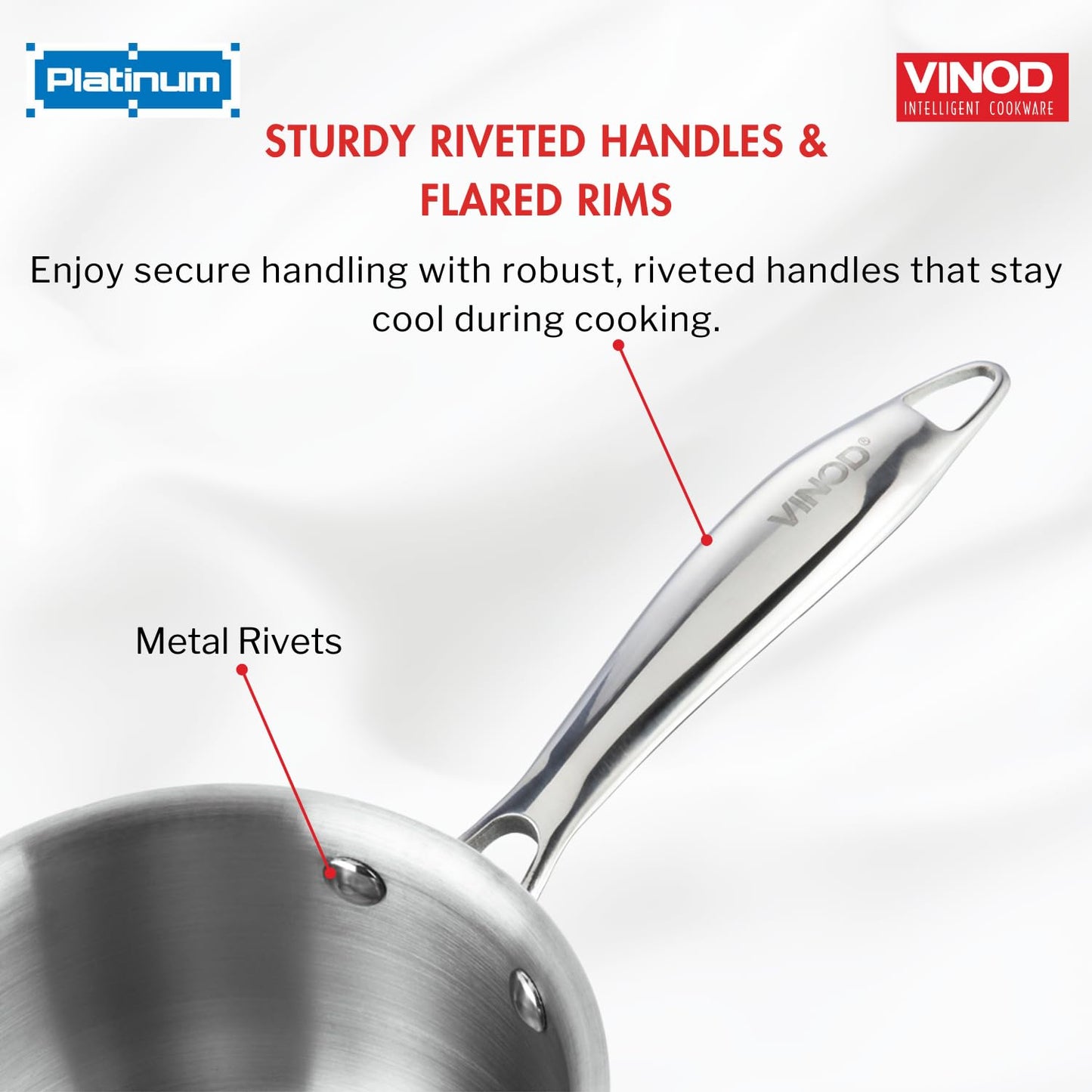 Vinod Triply Clad Stainless Steel Saucepan with Lid - 3.2 Qt (20 cm), Stay-Cool Handle, Multipurpose Sauce Pan, All Stove Compatible, Even Heat Distribution, Dishwasher, Induction Safe, 3.2 Qt Pot