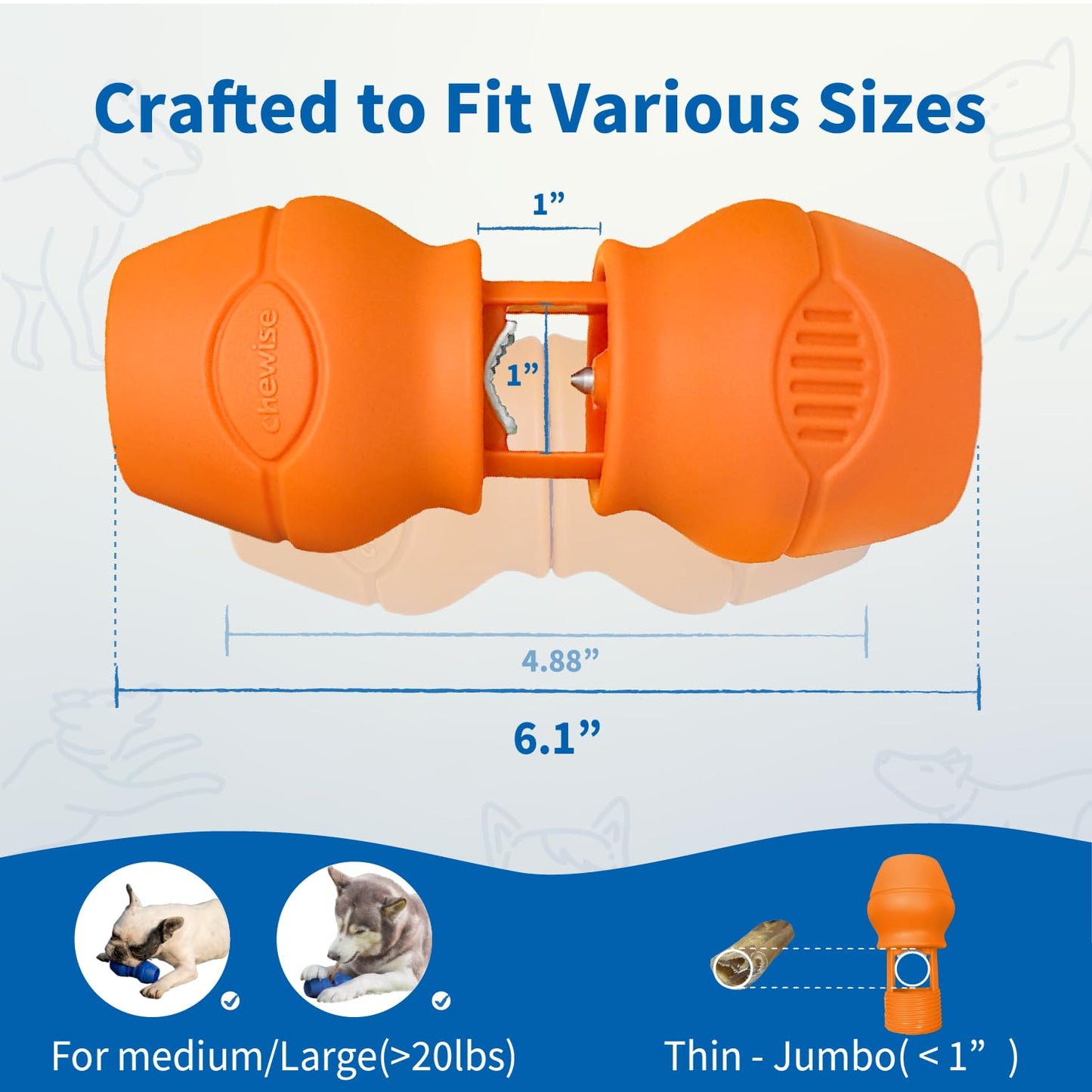 Chewise Bully Stick Holder for Dogs, BPA-Free Safety Dog Chew Holder to Prevent Choking, Fits Various Bully Sticks and Dog Sizes