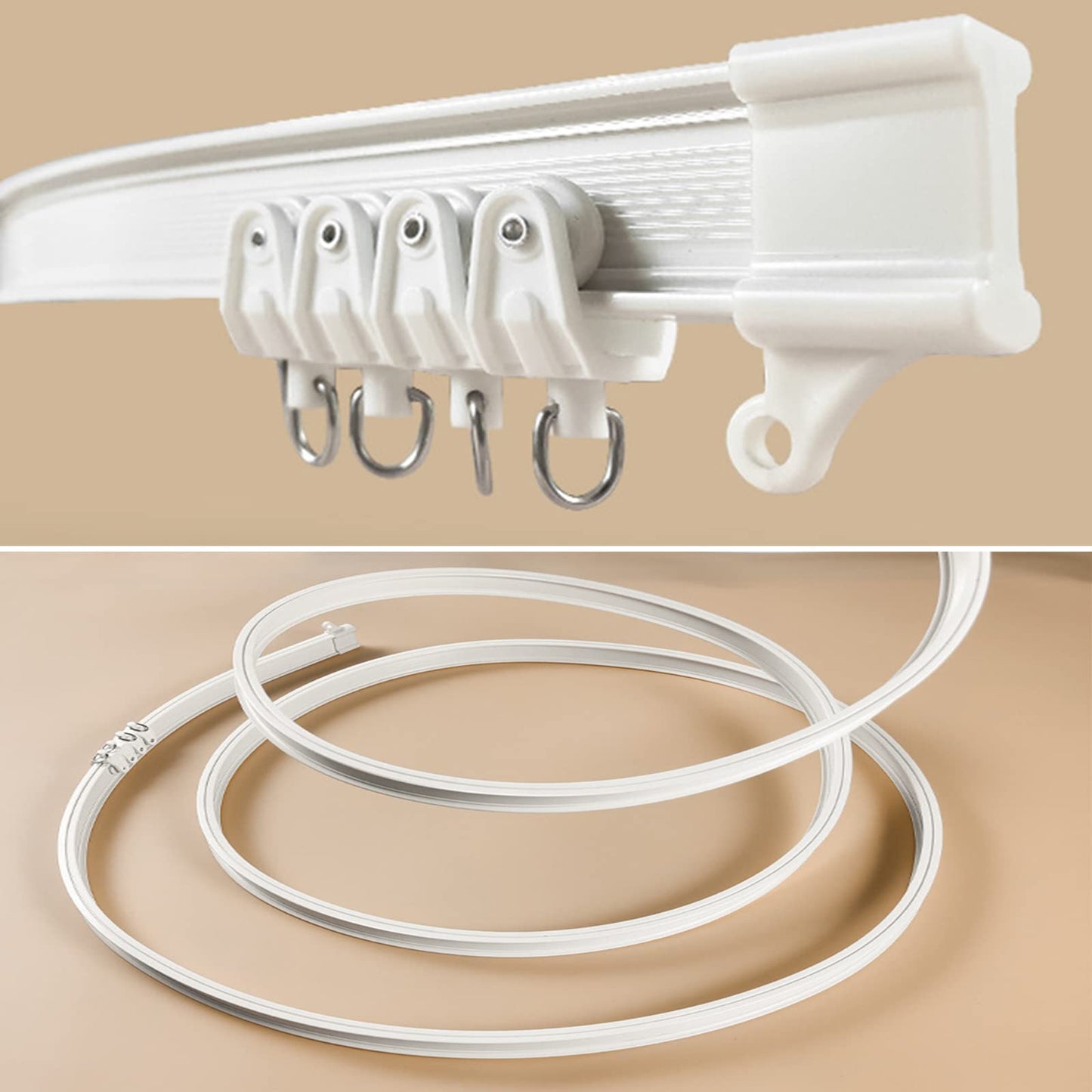 Flexible Ceiling Curtain Track | 7 Meters Curved Curtain Rail with Mute Rollers | Bendable Mount for Shower Bay Window RV Curtain Room Divider