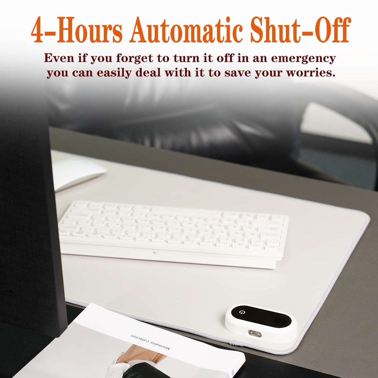 Office Heated Mouse Pad, 31.5" x 13" Heated Desk Pad Large Hand Warming Desk Pad, 5 When Temperature Adjustment for Home Office and Gaming (Black)