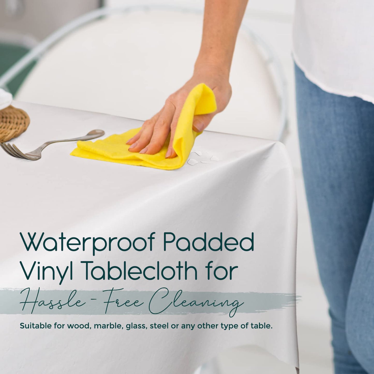 tablecloths by design - Quality Table Pad Protector, Superior Protection from Spills, Scratches & Heat - Reusable Table Cloth with Cushion Flannel Backing (90" L x 54" W)
