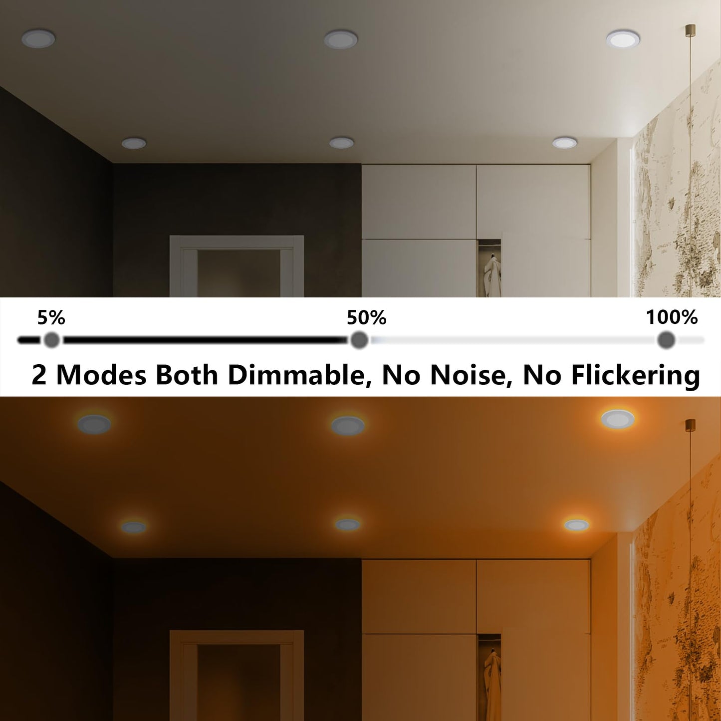 Togalonn Pot Lights LED 4 Inch Recessed Lights with Night Light, Dimmable & 2700K/3000K/3500K/4000K/5000K Selectable Slim Wafer Soffit Downlight, ETL Listed, IC Rate, 9W, 10 Pack