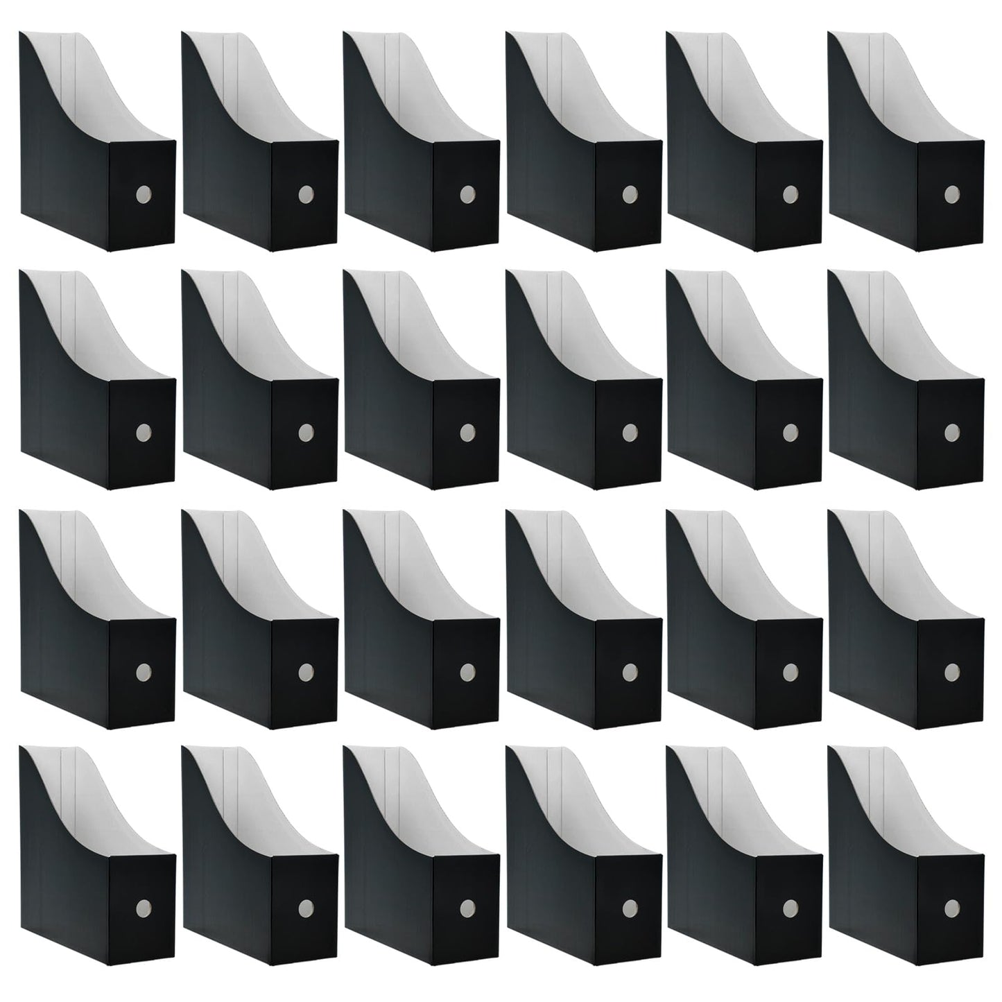 Limitliho 24 Pack Black Cardboard Magazine Holder, Sturdy Book Bins for Classroom Library, 10.6'' ×10.2'' ×3.5'' Inch Vertical File Folder Box