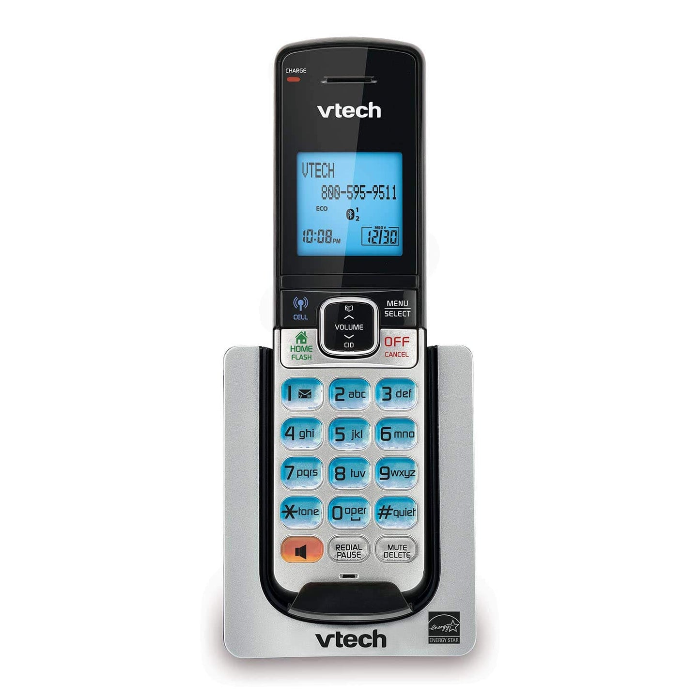 Vtech DECT 6.0 2 Cordless Phones with Bluetooth Connect-to-Cell, Caller ID, Handset Speaker Phones, Black and Silver