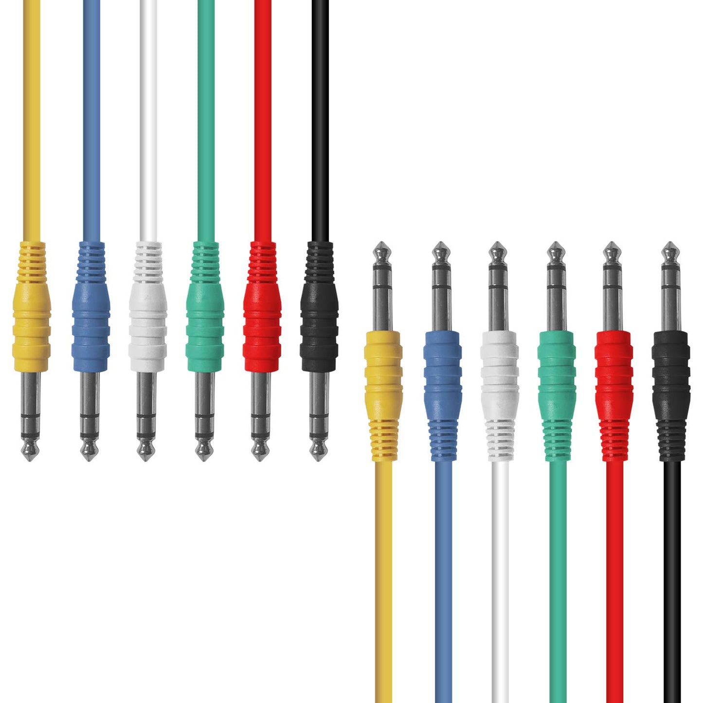 AxcessAbles 3' 1/4" TRS to 1/4" TRS Multicolor Balanced Stereo Patch Cables (6-Pack) | Speaker & Studio Patch Cables