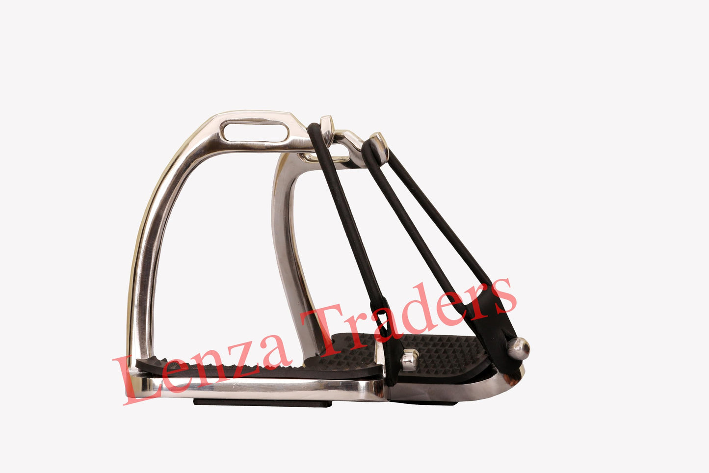 Peacock Silver Polish Safety Stirrups Fillis Horse Riding S/Steel with Rubber & TREADS (4" inch)