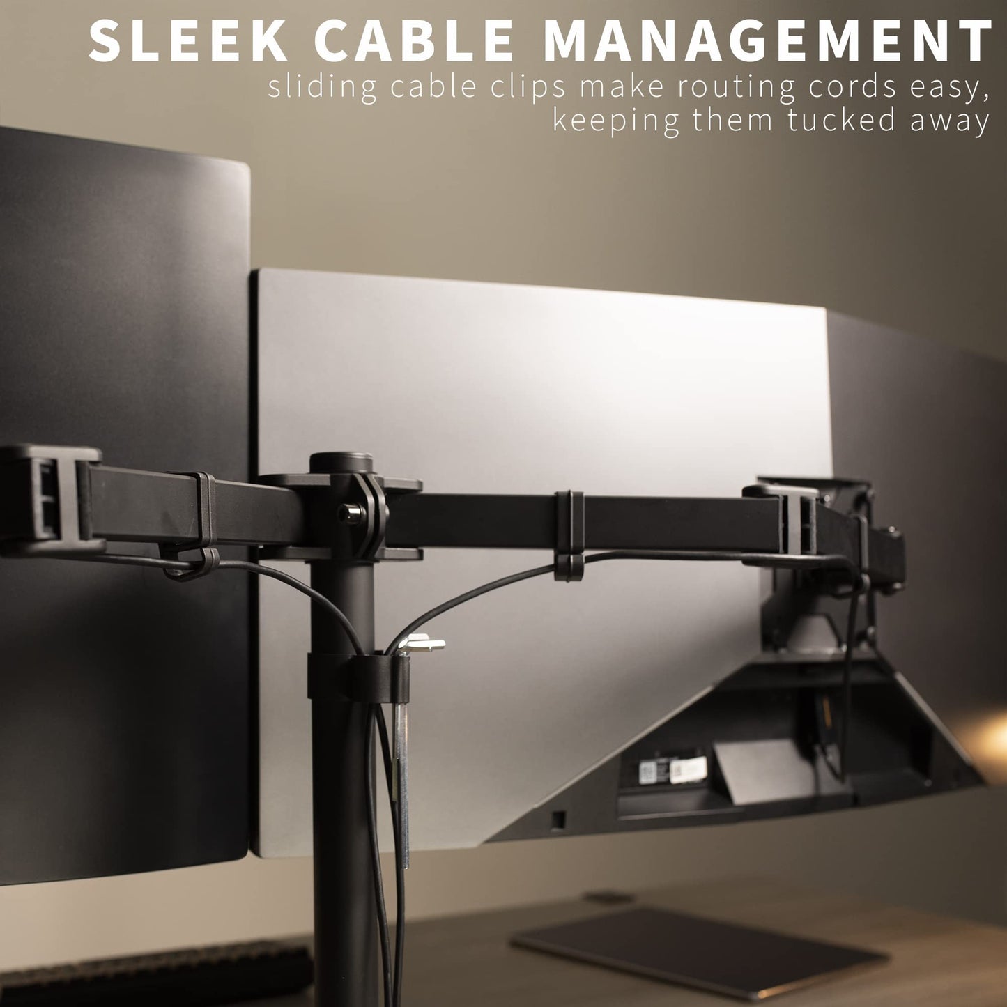 VIVO Full Motion Dual Monitor Desk Mount Clamp VESA Stand w/Double Center Arm Joint, Fits up to 34 inch Screens, STAND-V102D