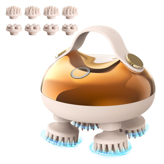 arboleaf Scalp Brush Rechargeable Head Brush Scalp Stress Relax, Waterproof Handheld Hair Scratcher with 8 Removable Claws Cat Scratcher, Gifts for Him Her