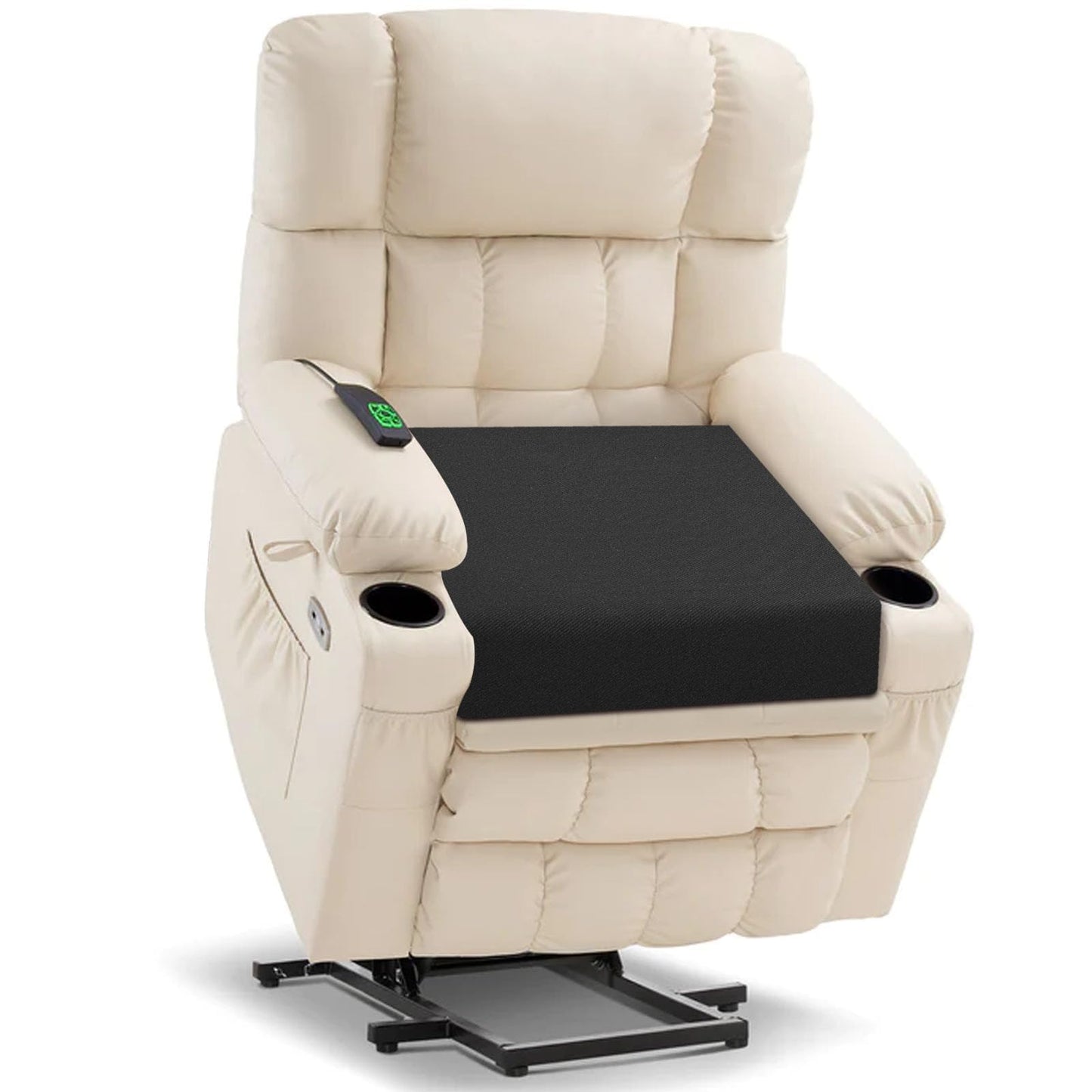 HAVARGO Extra Large Recliner Chair Cushion 20 x 20 x 5 Inches Thick Memory Foam Seat Cushion for Elderly Seat Riser with Non-Skid Backing, Black