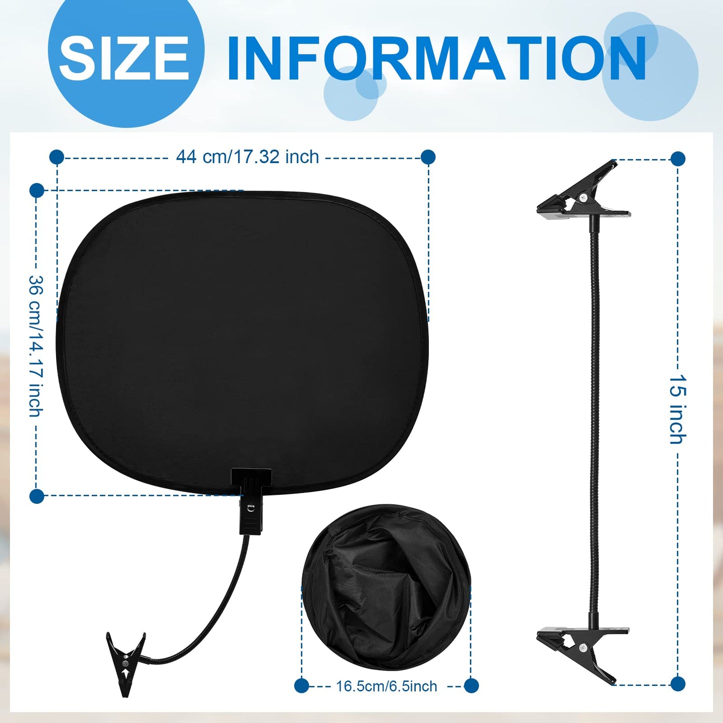 2 Pcs Laptop Sun Shade, Laptop Visor for Working Outside with Flexible and Adjustable Clips Stand Shade Cover for Notebook Portable Computers Beach Chairs, Pets and Strollers
