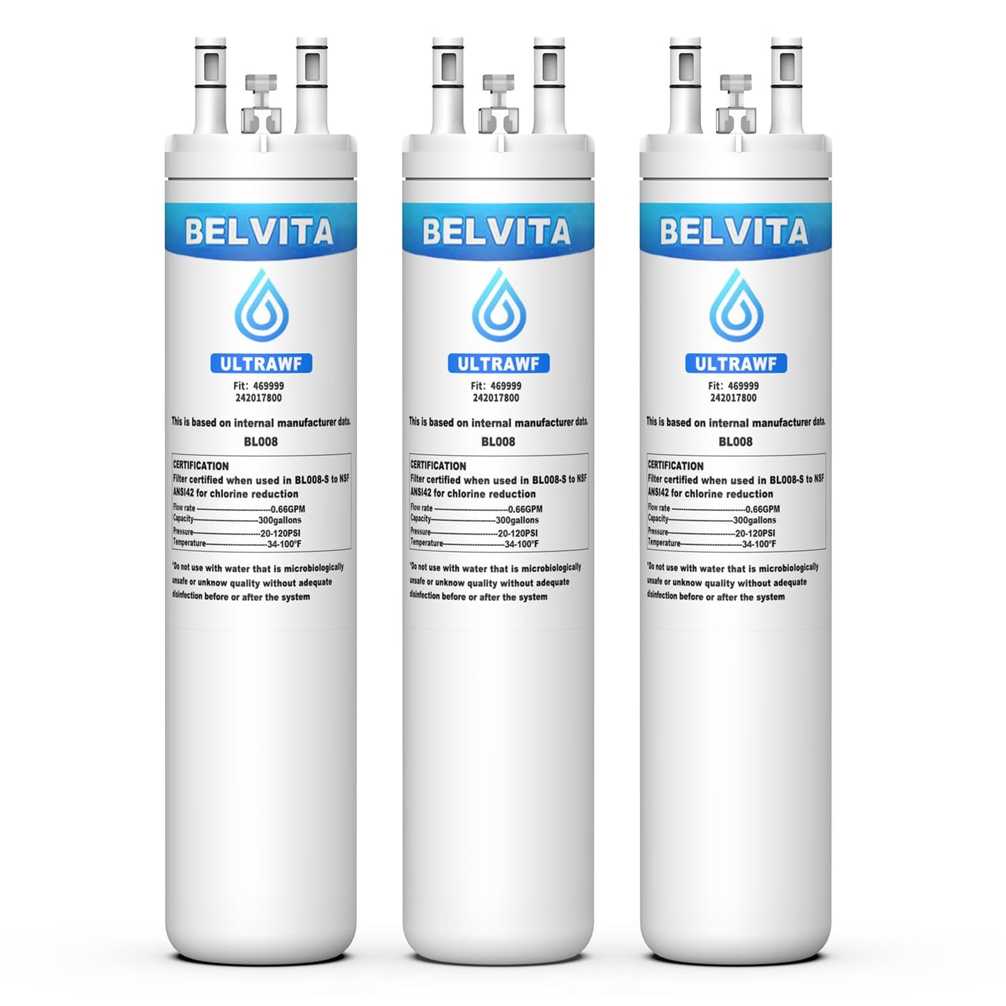 BestWaterfilter Refrigerator Filters Compatible with Pure Source 3 Water Filters Replacement ULTRAWF (3 Pack)