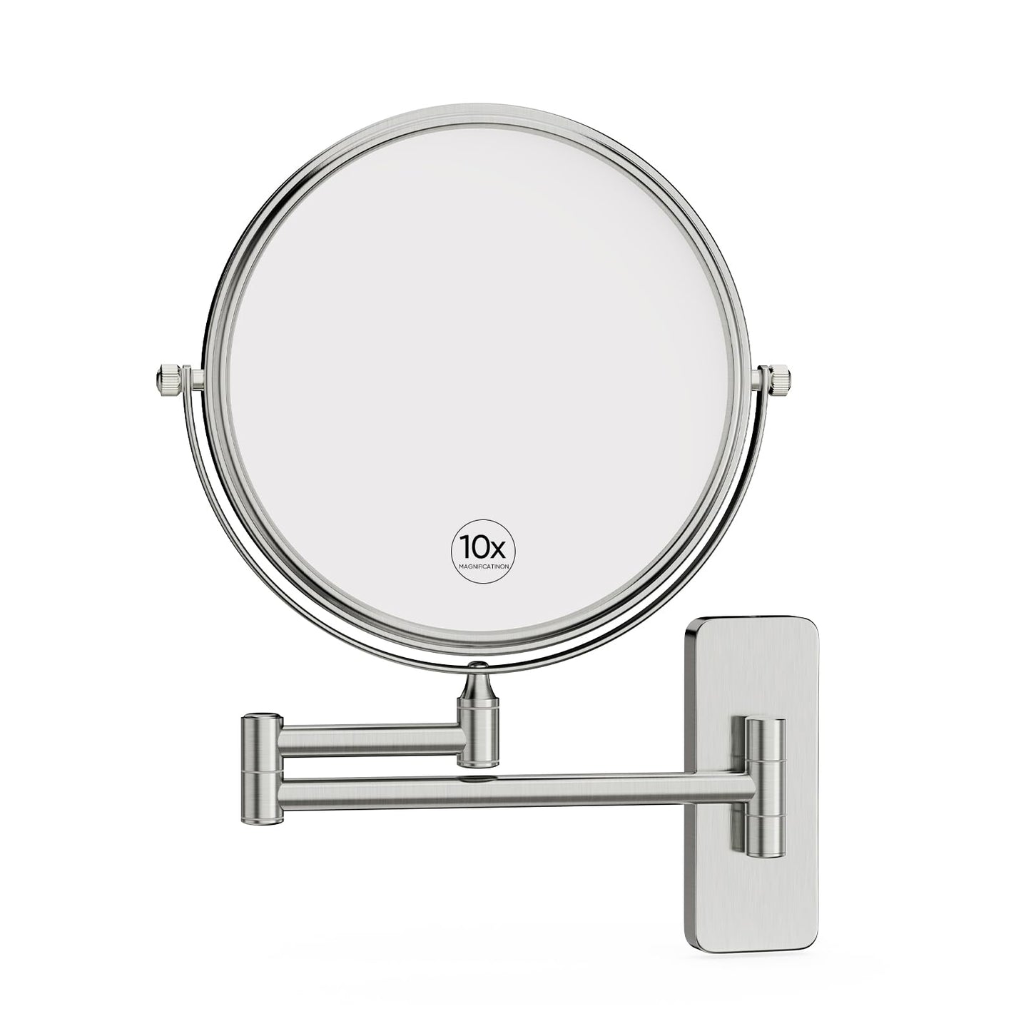 Nicesail Wall Magnifying Mirror Double-Sided, Make up Mirror for Bathroom Vanity Magnifying Wall Mount Makeup with 10X Magnification, Mountable Shaving Mirror Brushed Nickel Finish(8 Inch, 10X)