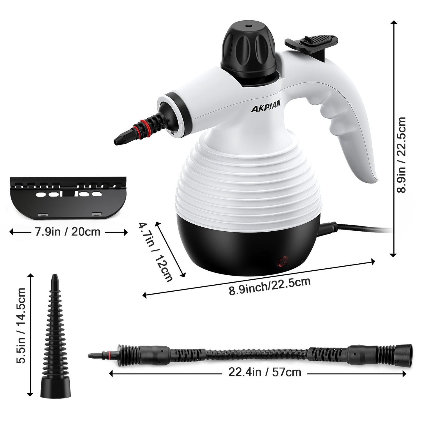 AKPIAN Steam Cleaner for Home, High-Pressure Steamer with 10 Tools, Chemical-Free Deep Cleaning for Tile Grout, Kitchen Stove, Microwave, Couch, Windows (White)