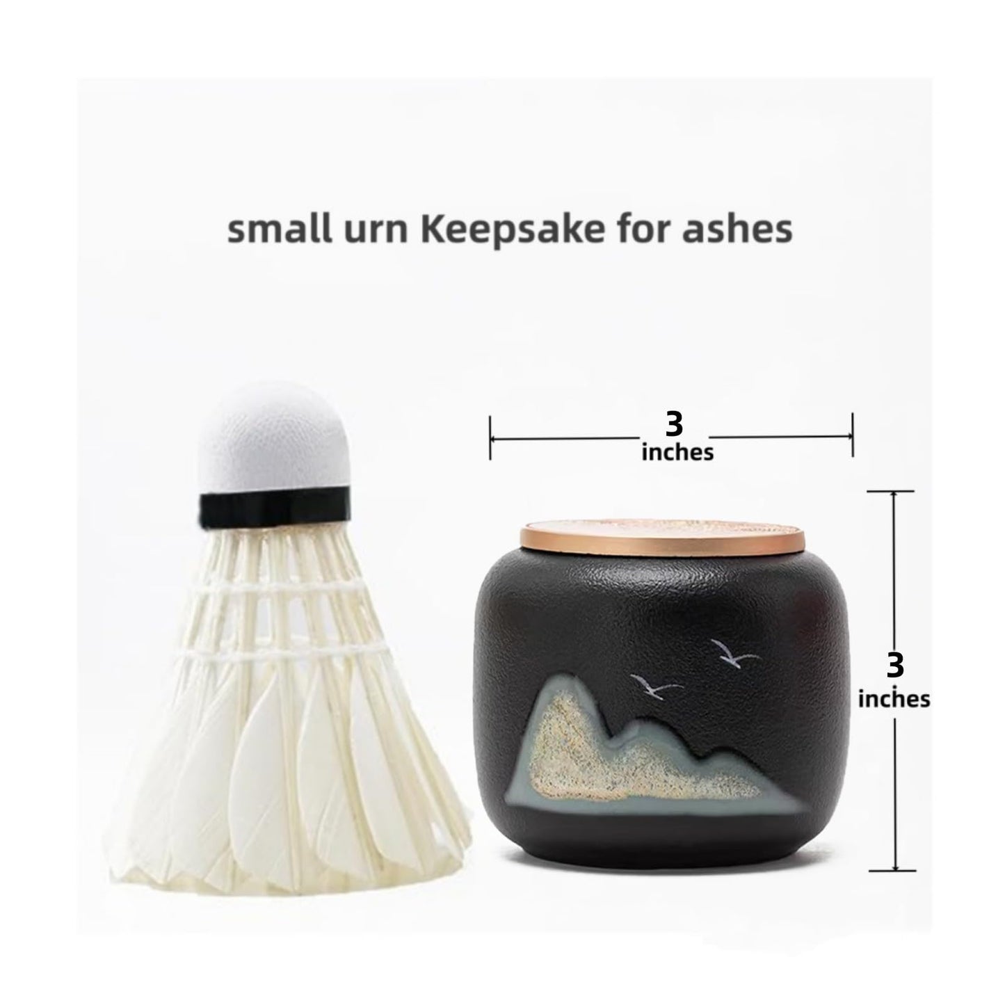Black Small Keepsake Urn for Human Ashes - Lovely Sharing Ceramic Small Urn, Honor Your Loved One Lost - Qnty 1