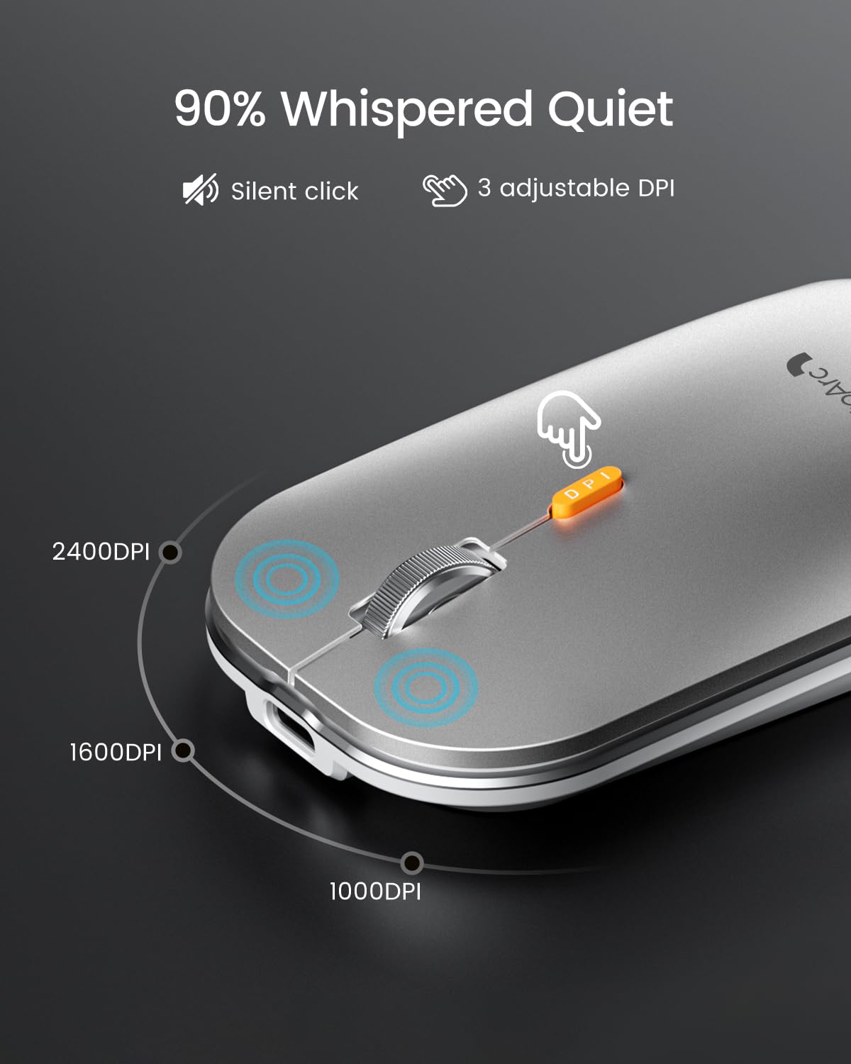 ProtoArc Backlit Bluetooth Keyboard and Mouse for Mac, KM100-A Multi-Device Wireless Keyboard Mouse for Mac, Full Size Rechargeable for MacBook Pro/Air, iMac, iPhone, iPad, White Silver