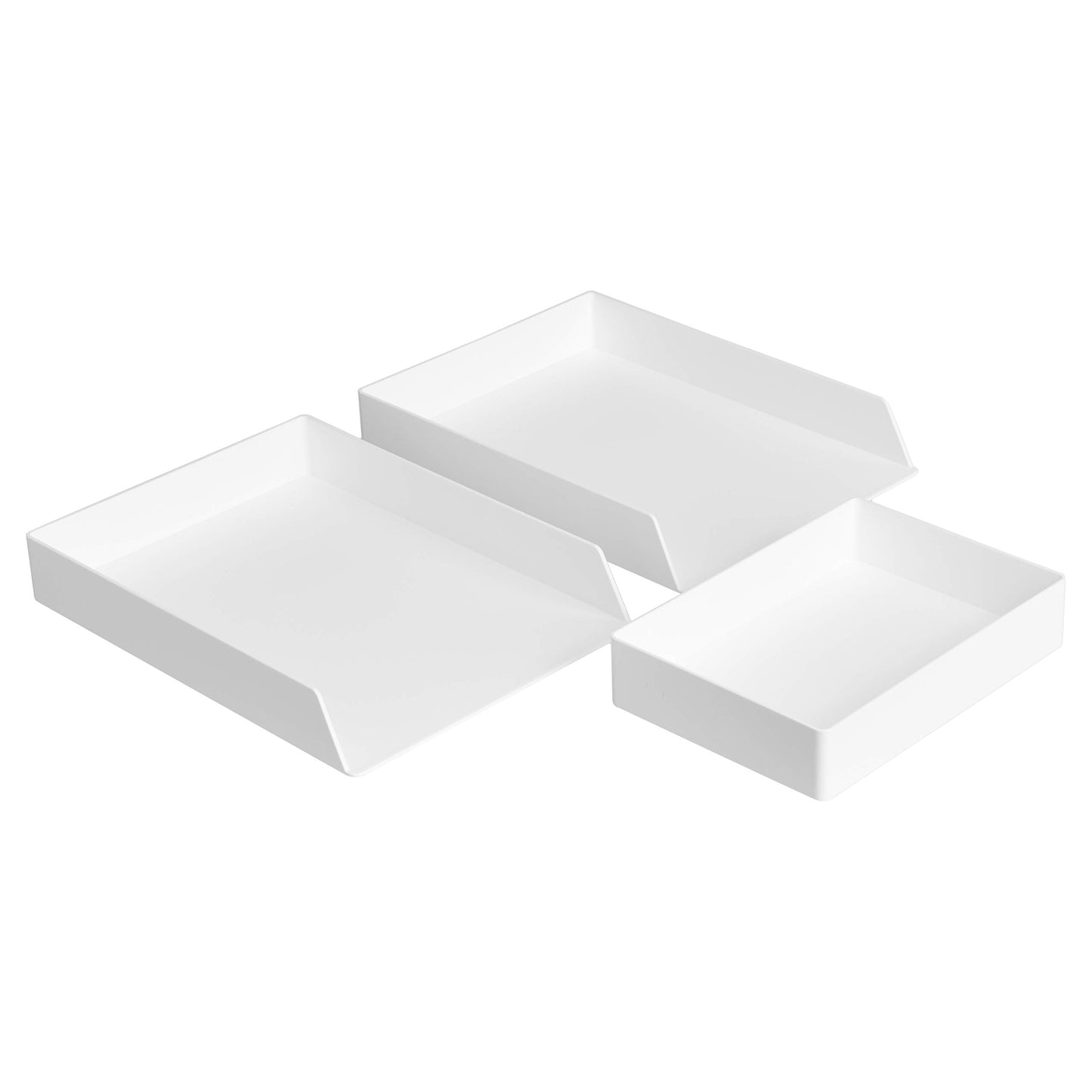 Amazon Basics Plastic Desk Organizer Bundle - 3 Pieces Letter Tray /Accessory Tray, White