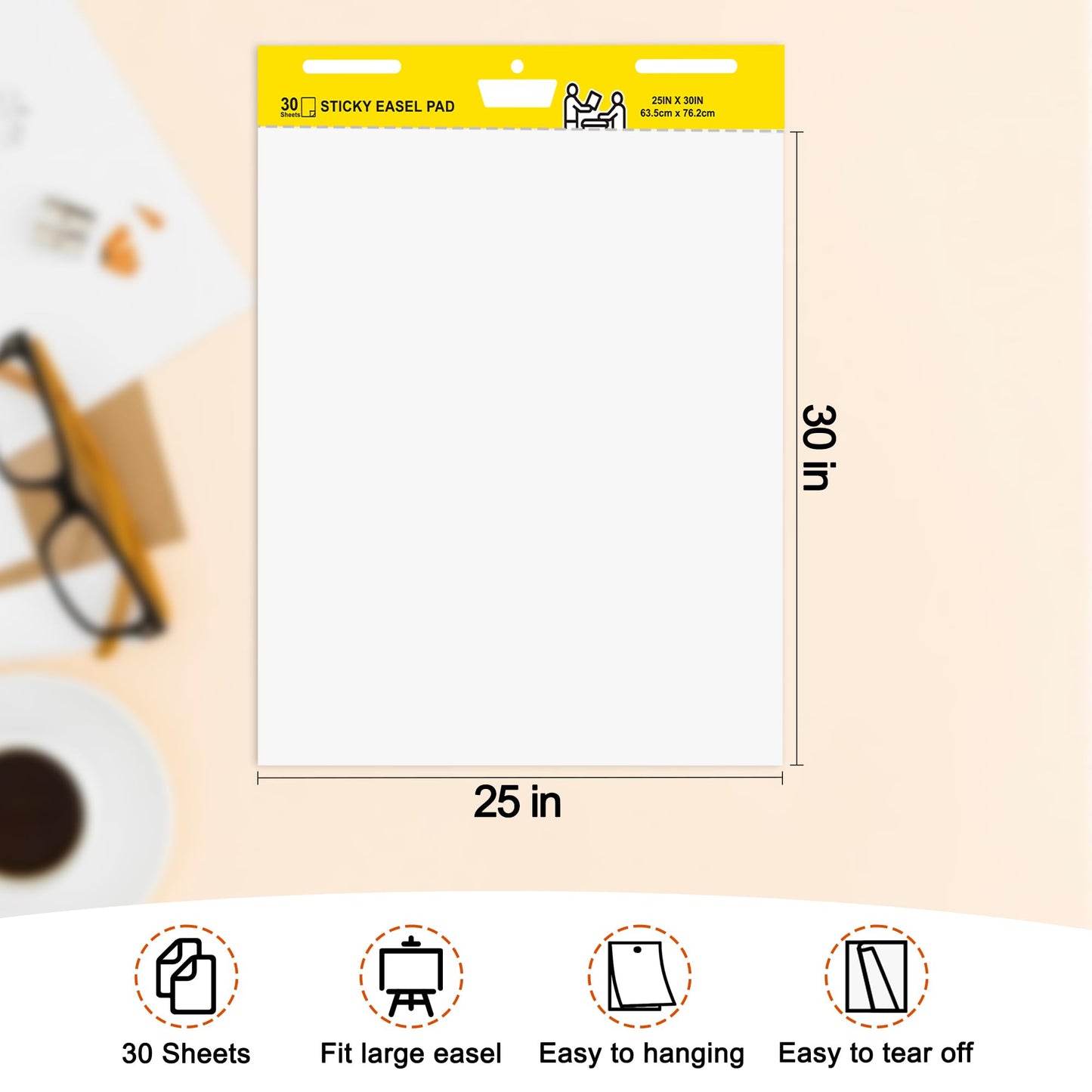 YNXPTBNC Post-it Super Sticky Easel Pad,25 in x 30 in Self Stick Flip Chart Paper,30 Sheets/Pad,2 Pad/Pack,Large White Premium Anchor Chart Paper,Easel Paper for Teachers,Businessmen,Office Workers