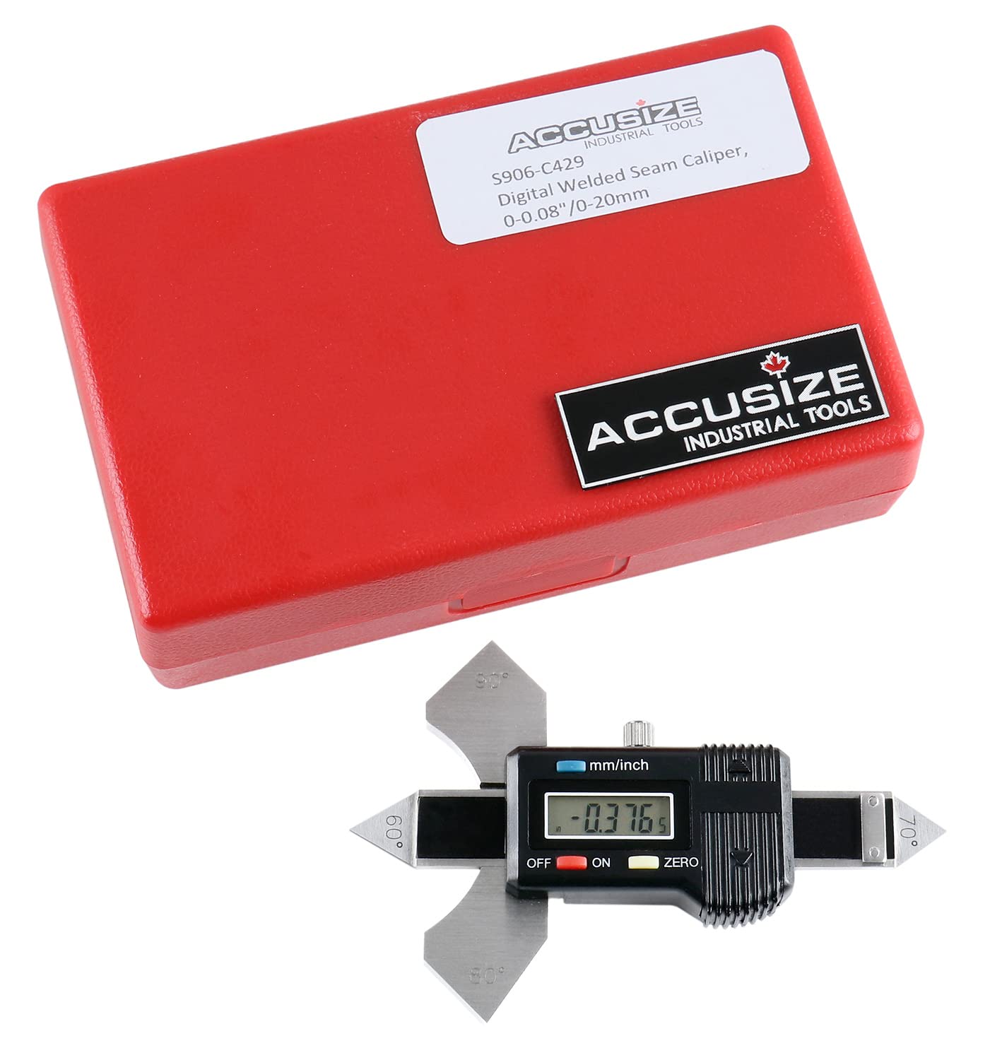 Accusize Industrial Tools 0-20 mm x 0.0001 mm Digital Welded Seam Caliper in Fitted Box, S906-C429
